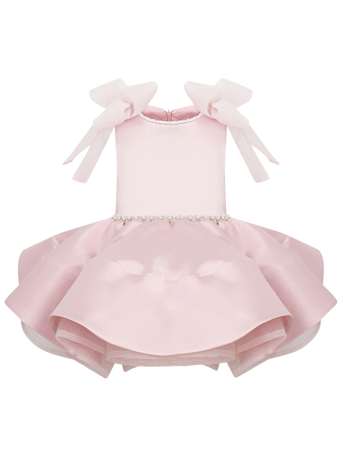 Пудровое атласное платье