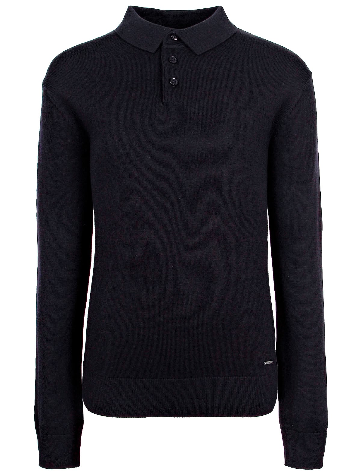 Тёмно-синее поло с длинным рукавом