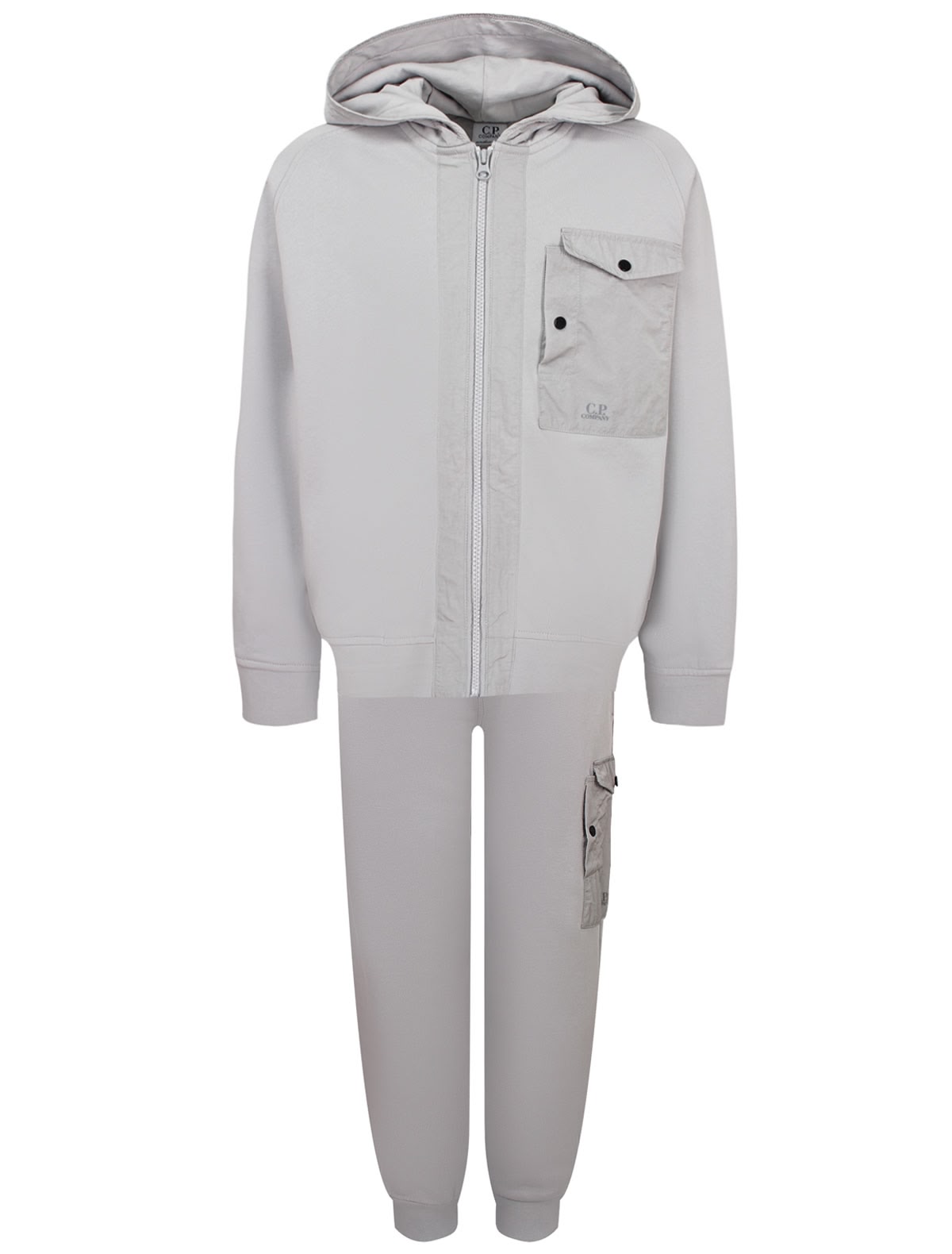 Серый спортивный костюм с накладными карманами