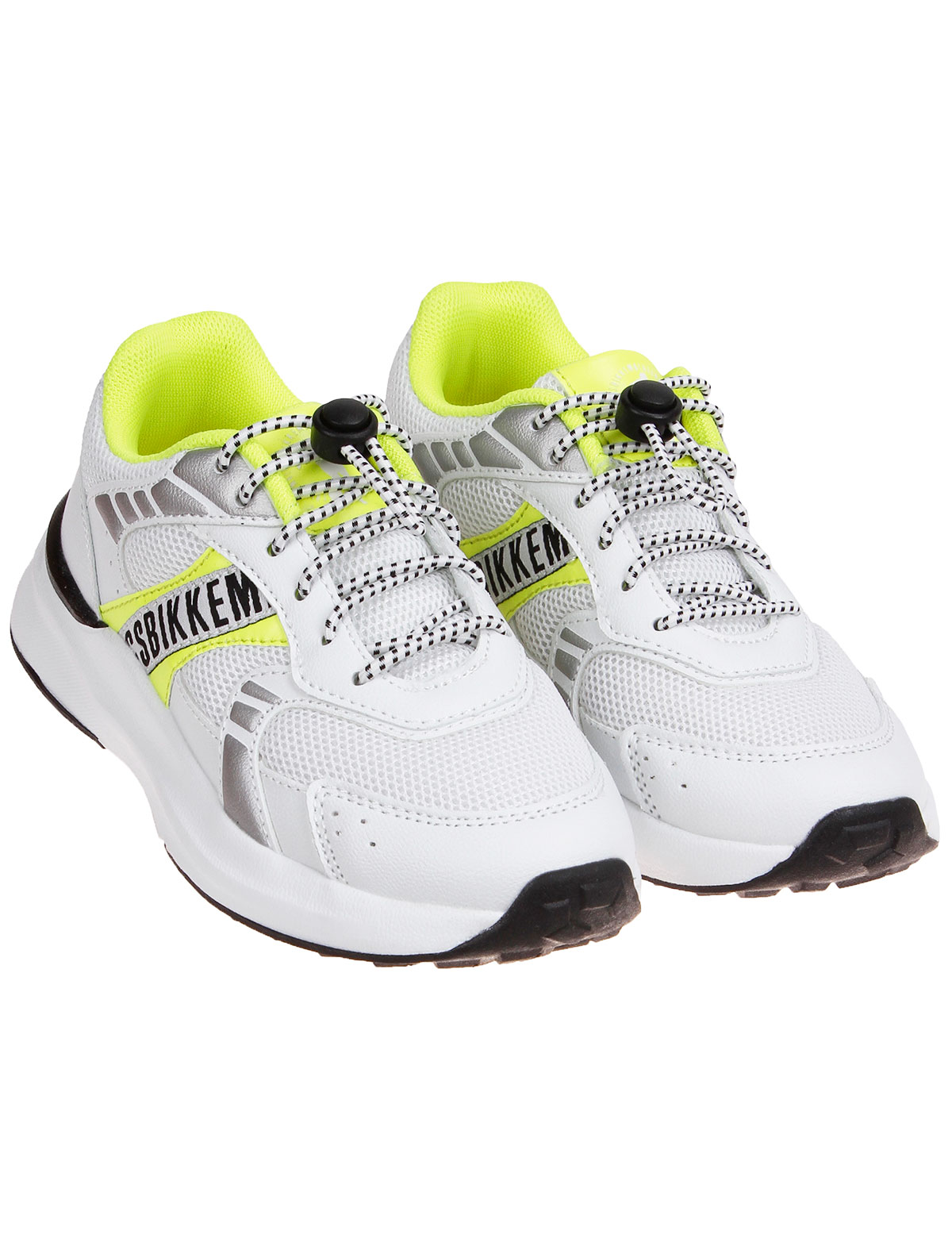 Белые кроссовки с жёлтыми вставками