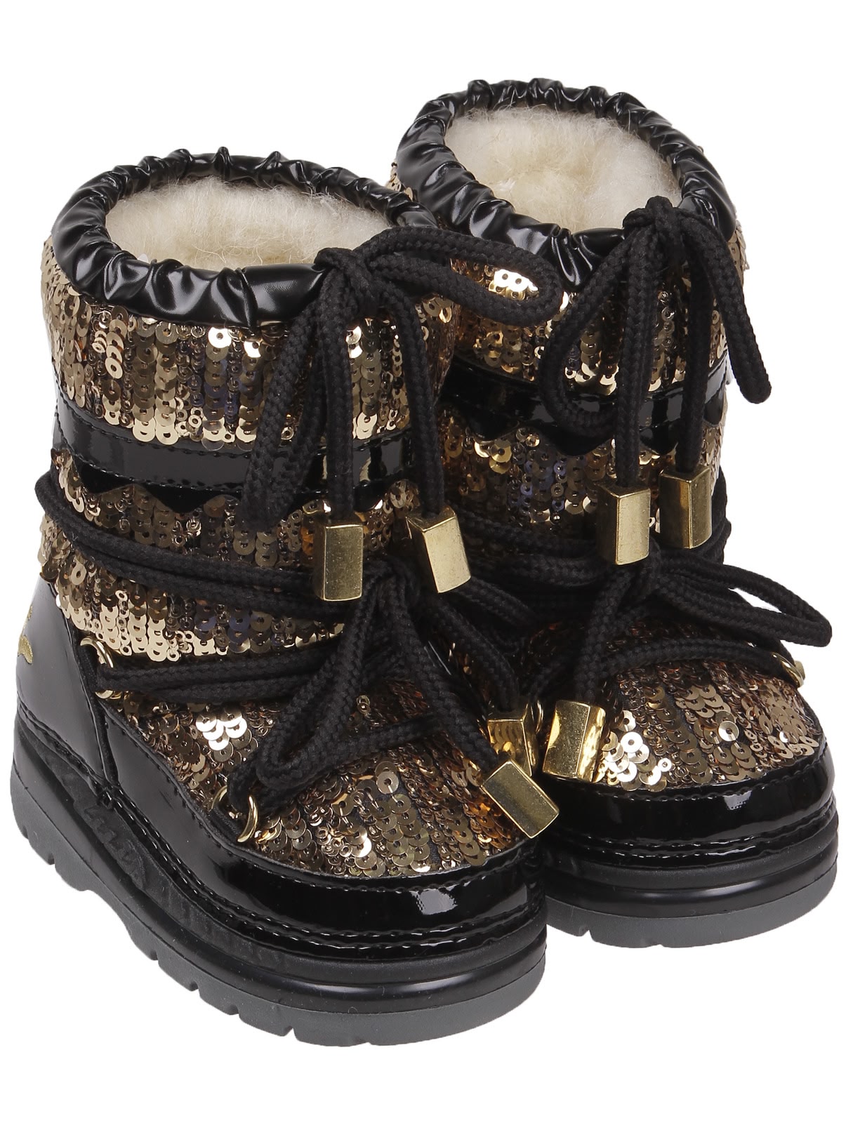 Сапоги-луноходы с золотыми пайетками