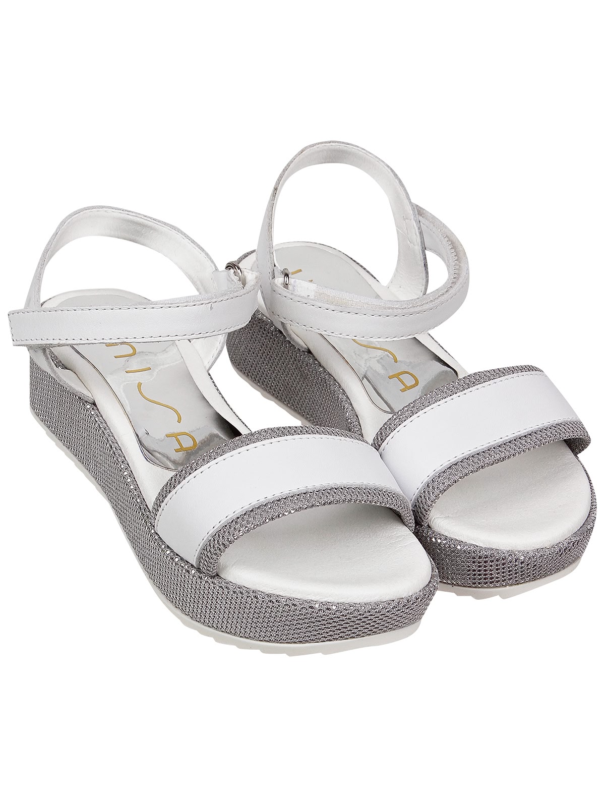 Бело-серебряные босоножки