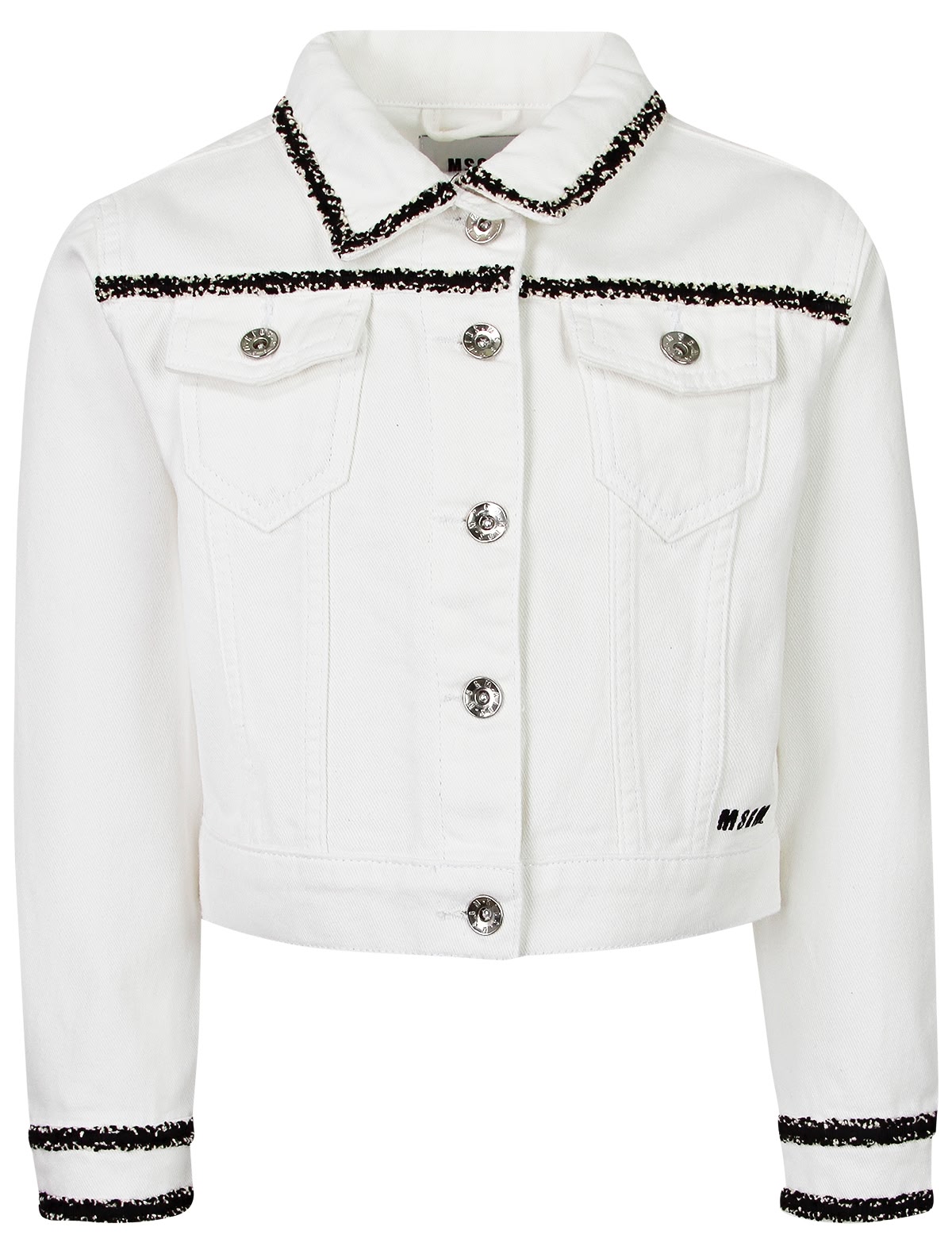 Белая джинсовая куртка с декором