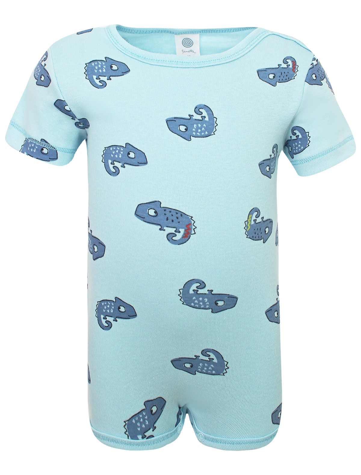 Голубое боди с хамелеоном