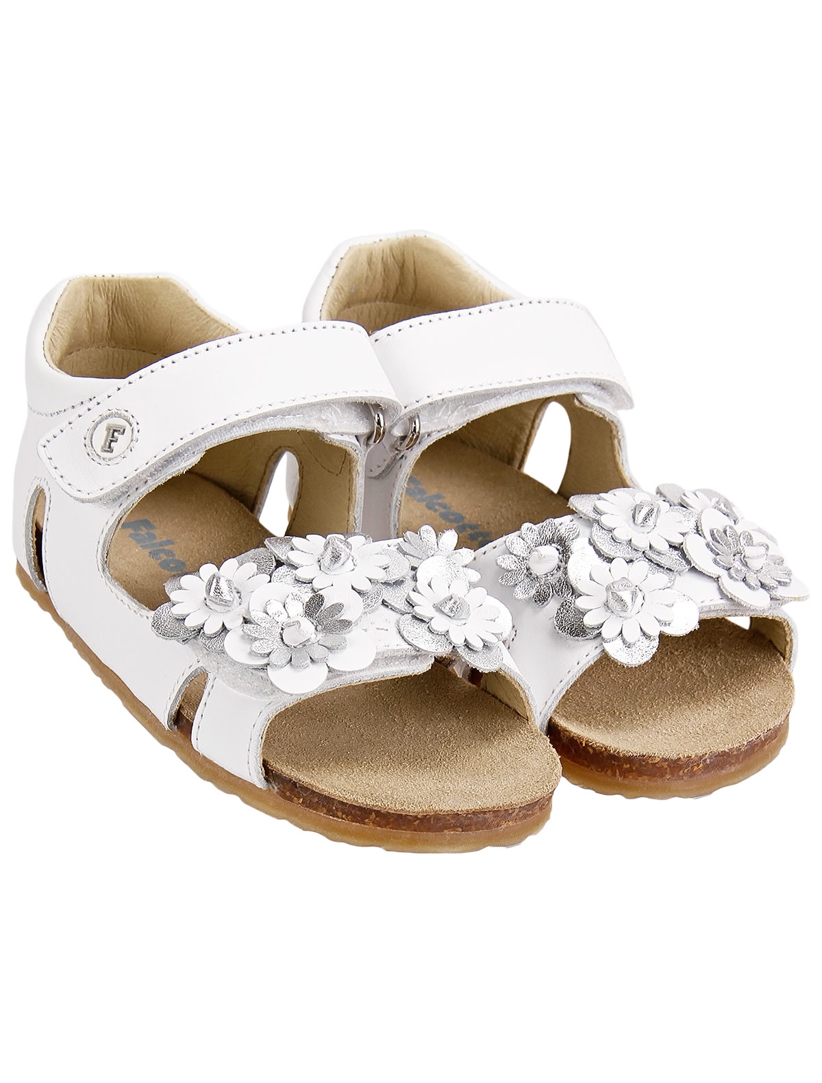 Кожаные босоножки с цветами