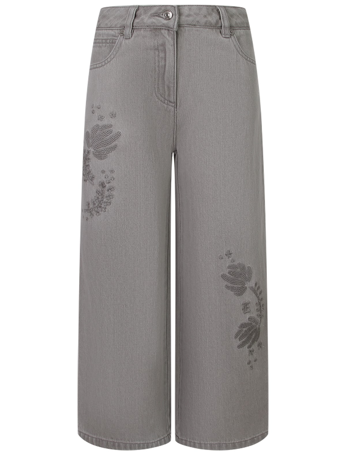 Джинсы с цветочной вышивкой