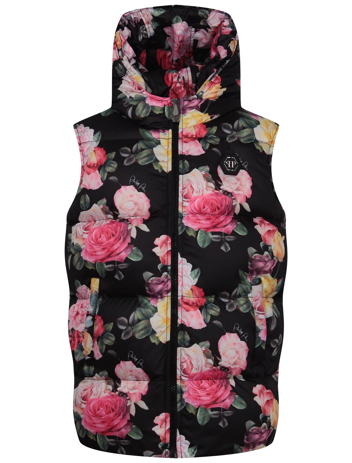 утепленный жилет с цветочным принтом