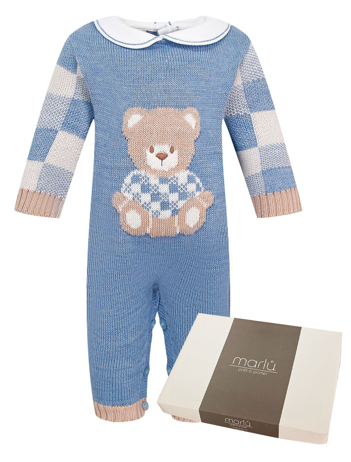 Голубой комбинезон с мишкой