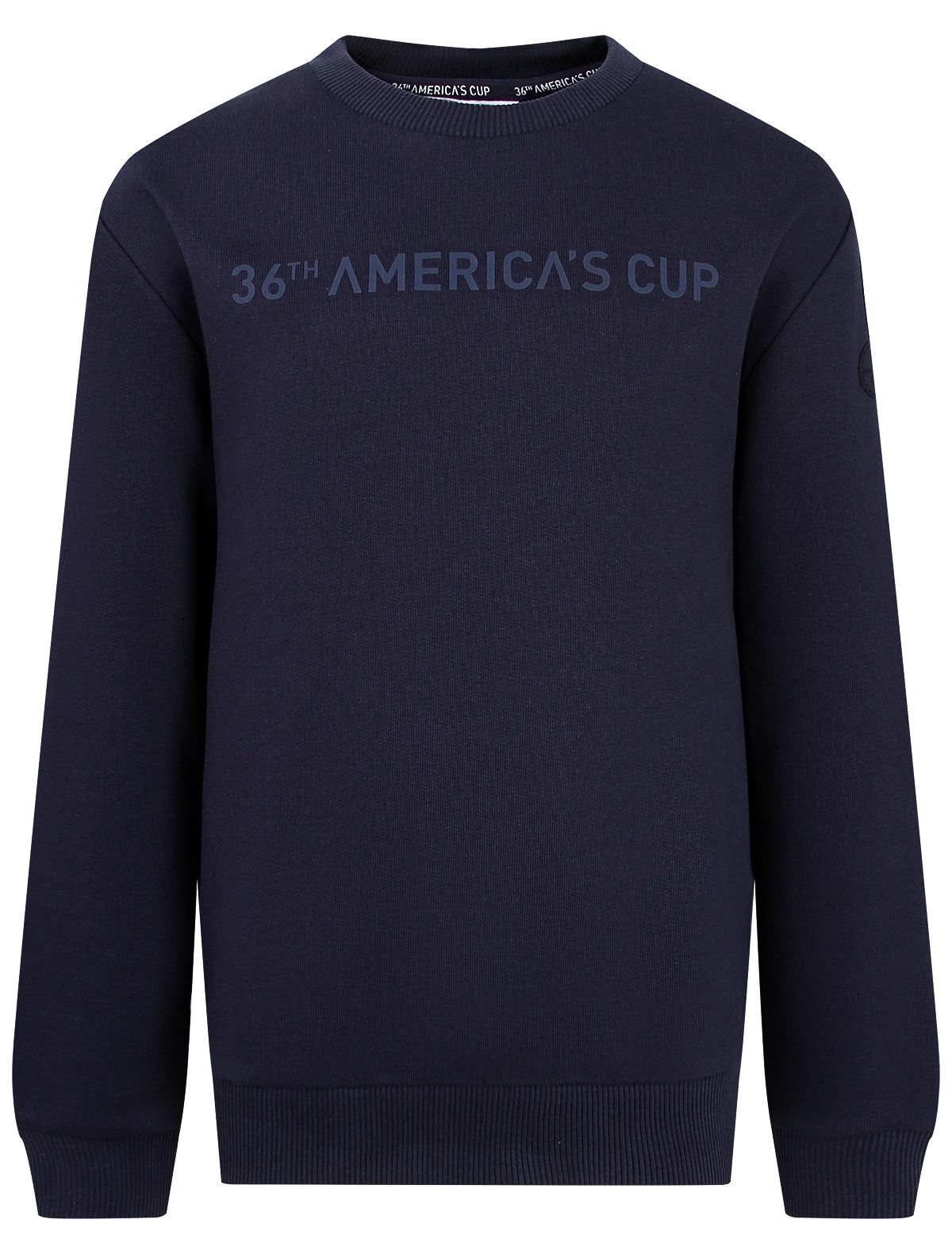 Синий свитшот с текстовым принтом на груди