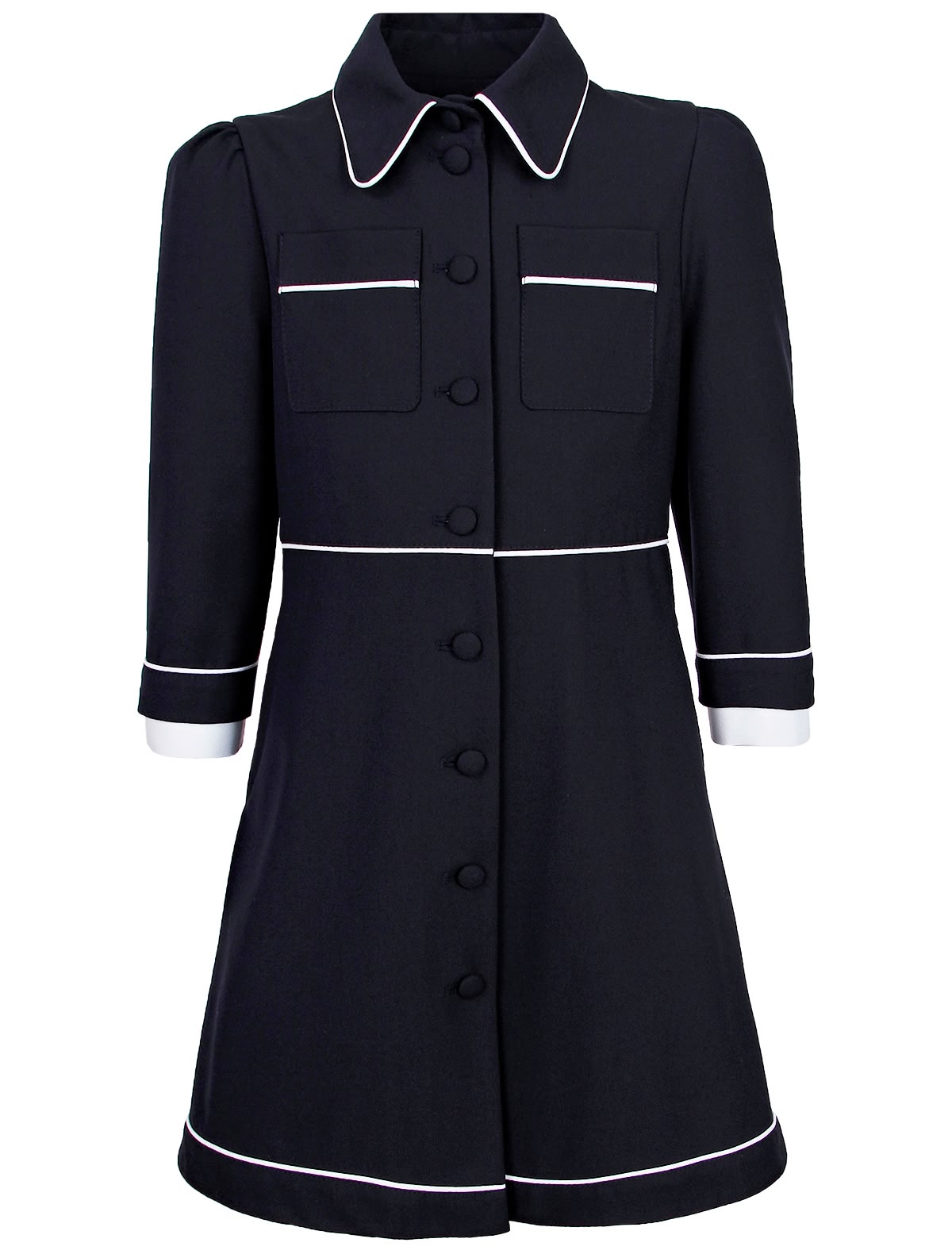 Синее платье на пуговицах