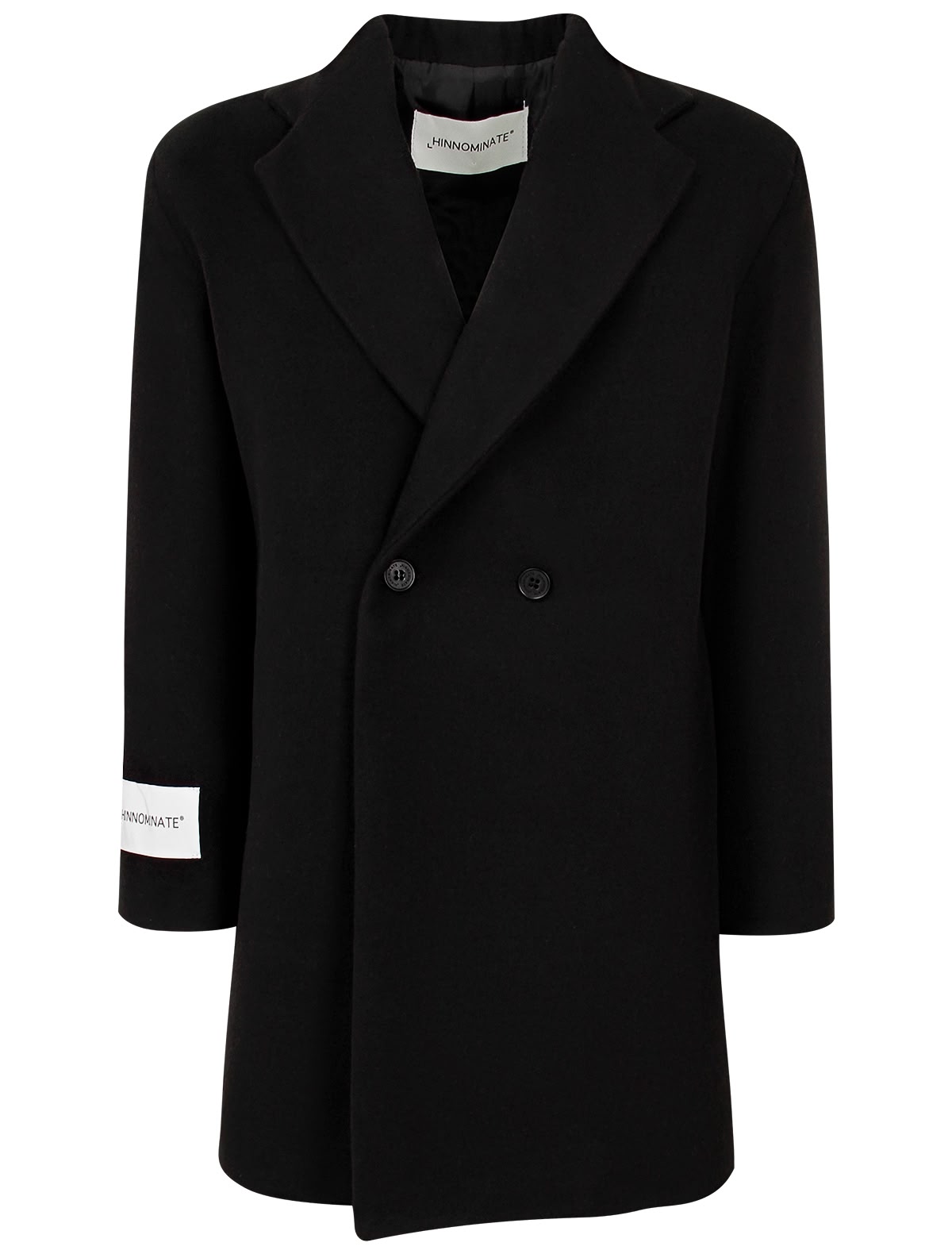 Чёрное пальто с нашивкой логотипа