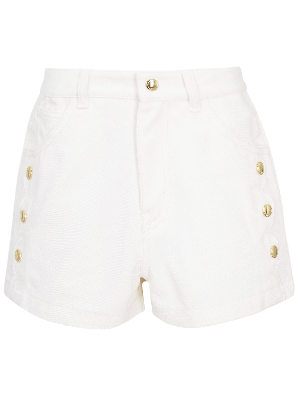 Белые шорты с золотистыми пуговицами