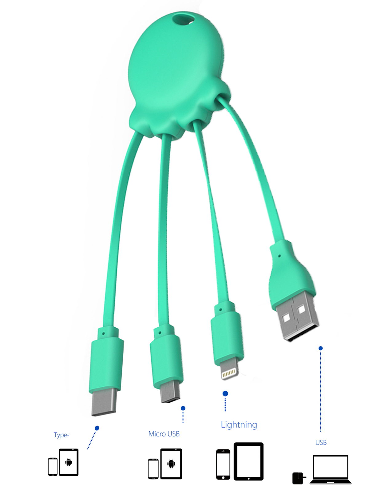 Кабель USB для зарядки Xoopar 2107085, цвет зеленый 5362228980041 - фото 2
