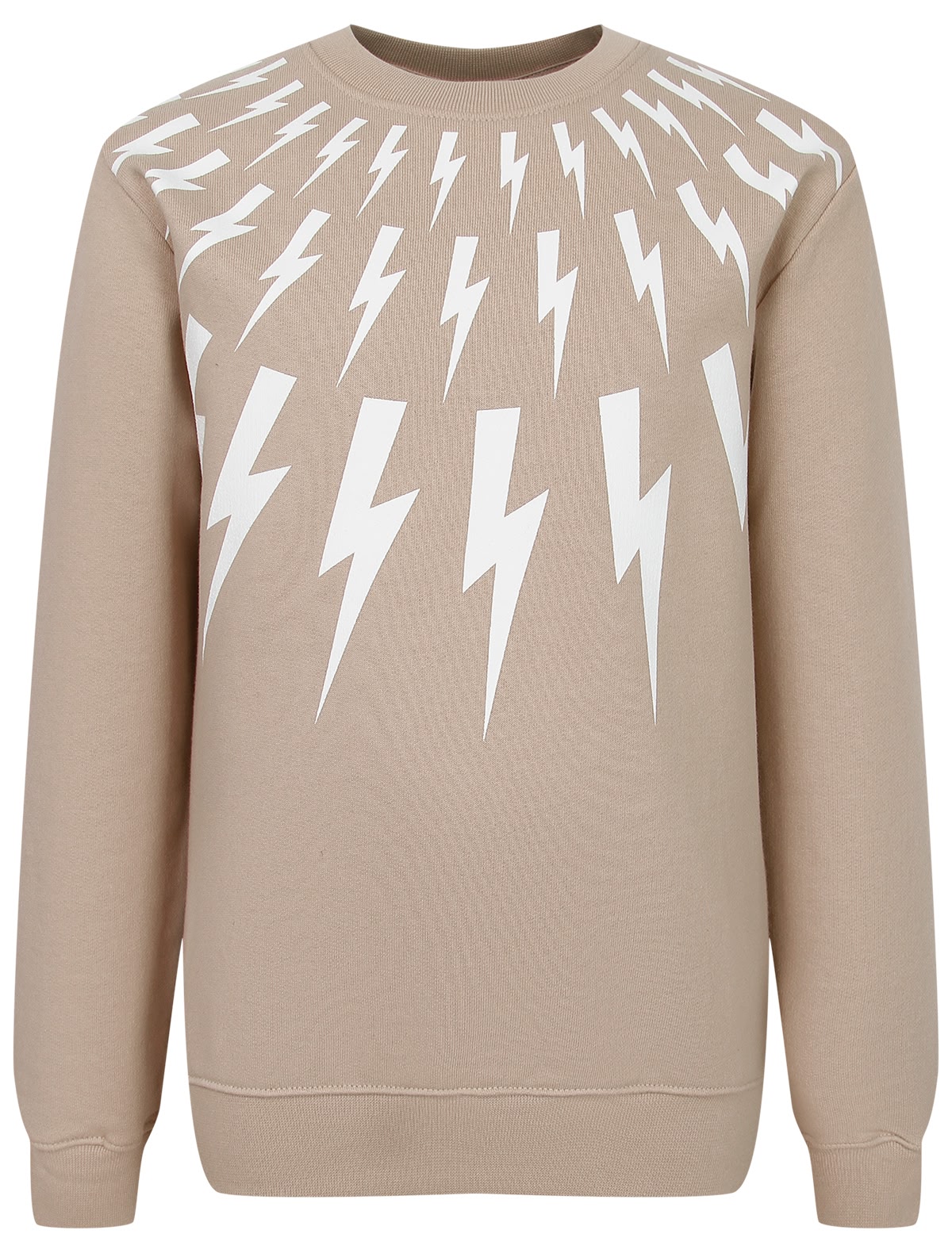 Бежевый свитшот с принтом Молнии