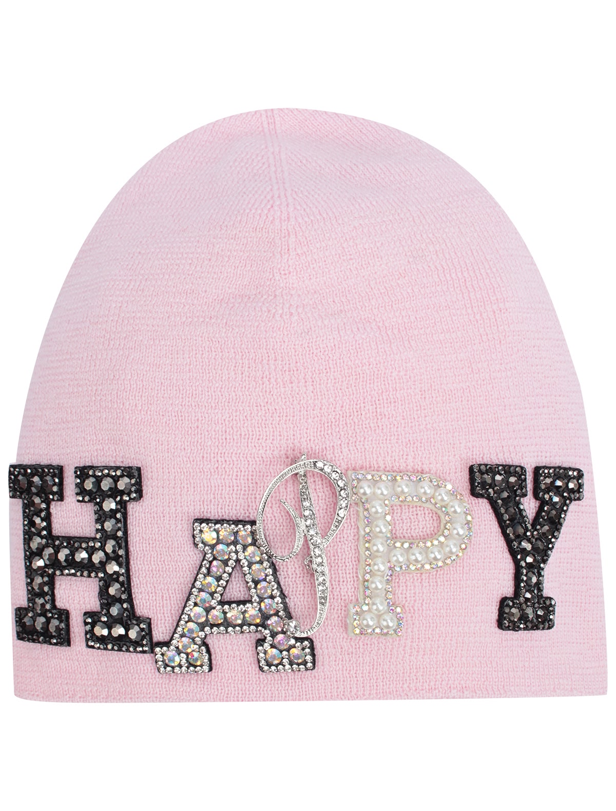Шапка с аппликацией happy