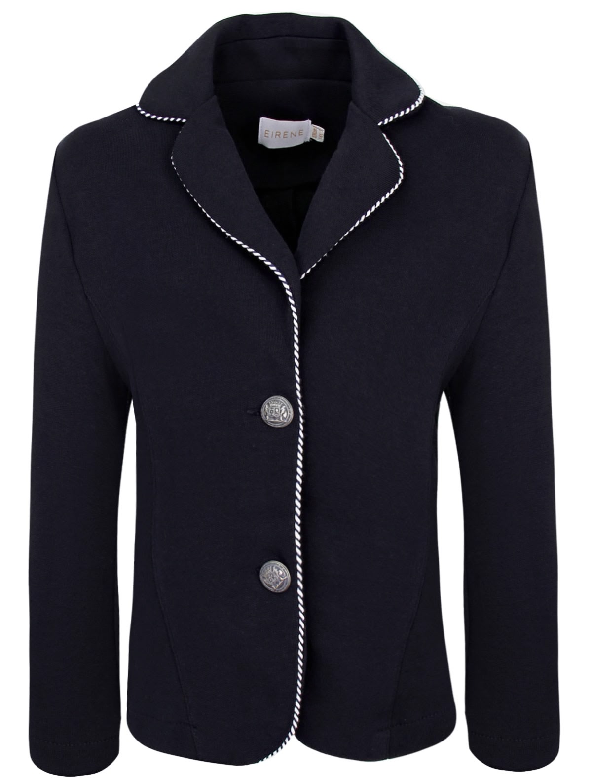 Синий жакет с контрастной окантовкой