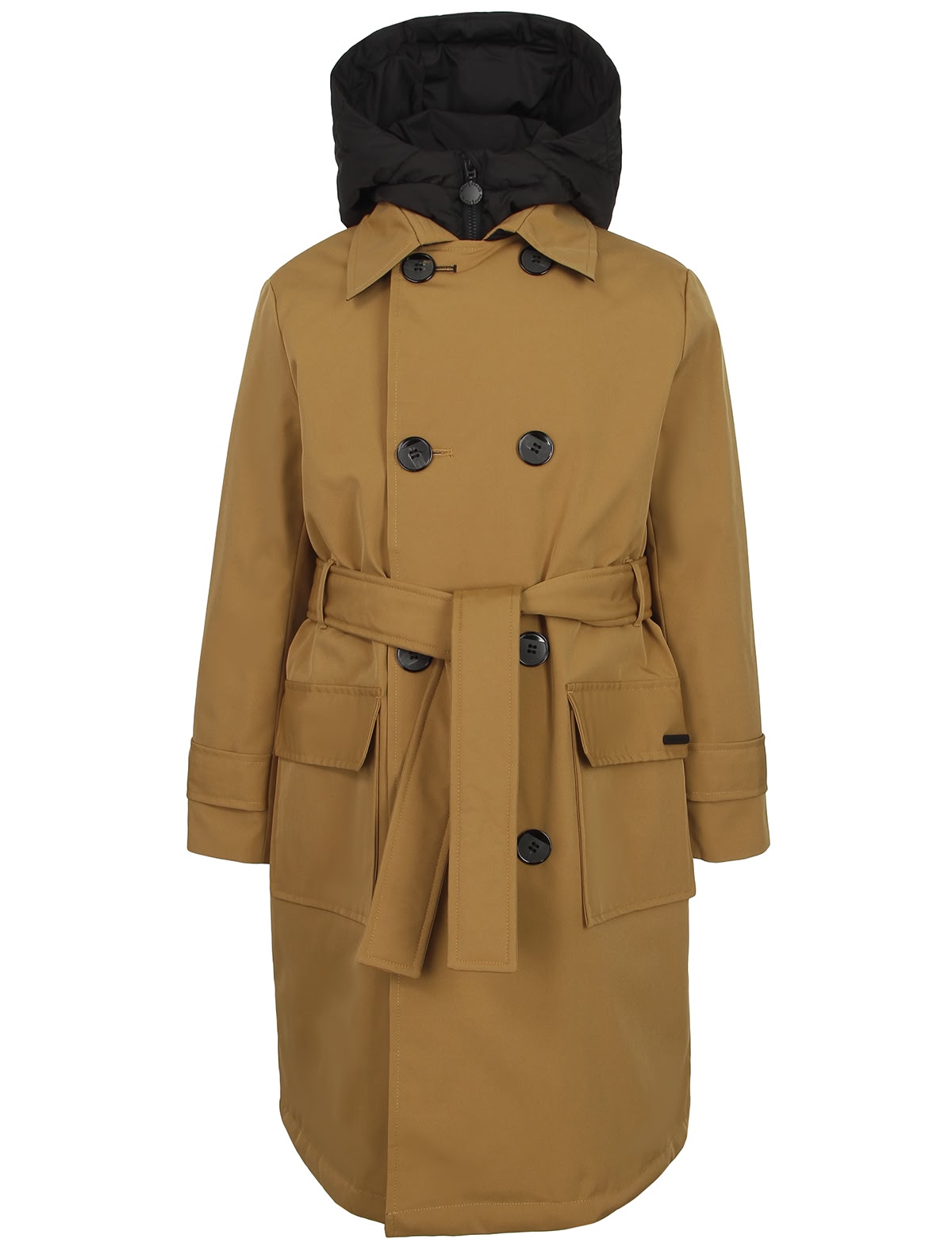 Бежевое двубортное пальто