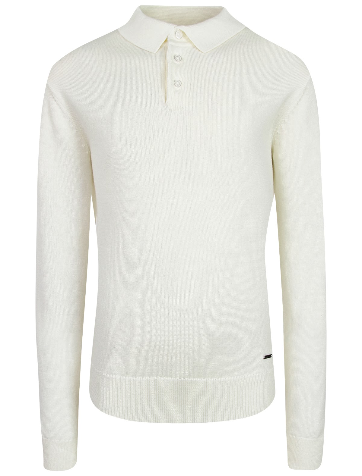 Молочное поло с длинным рукавом