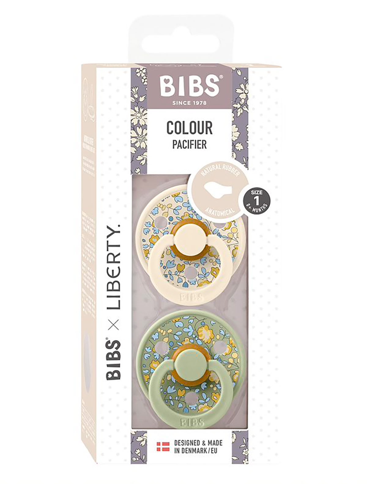 Набор пустышек Liberty Colour зелёная/кремовая, 2 шт