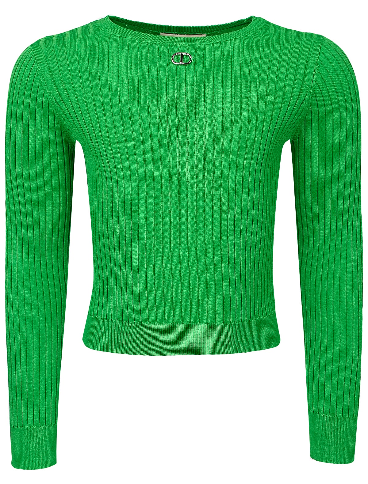 Зелёный джемпер в рубчик