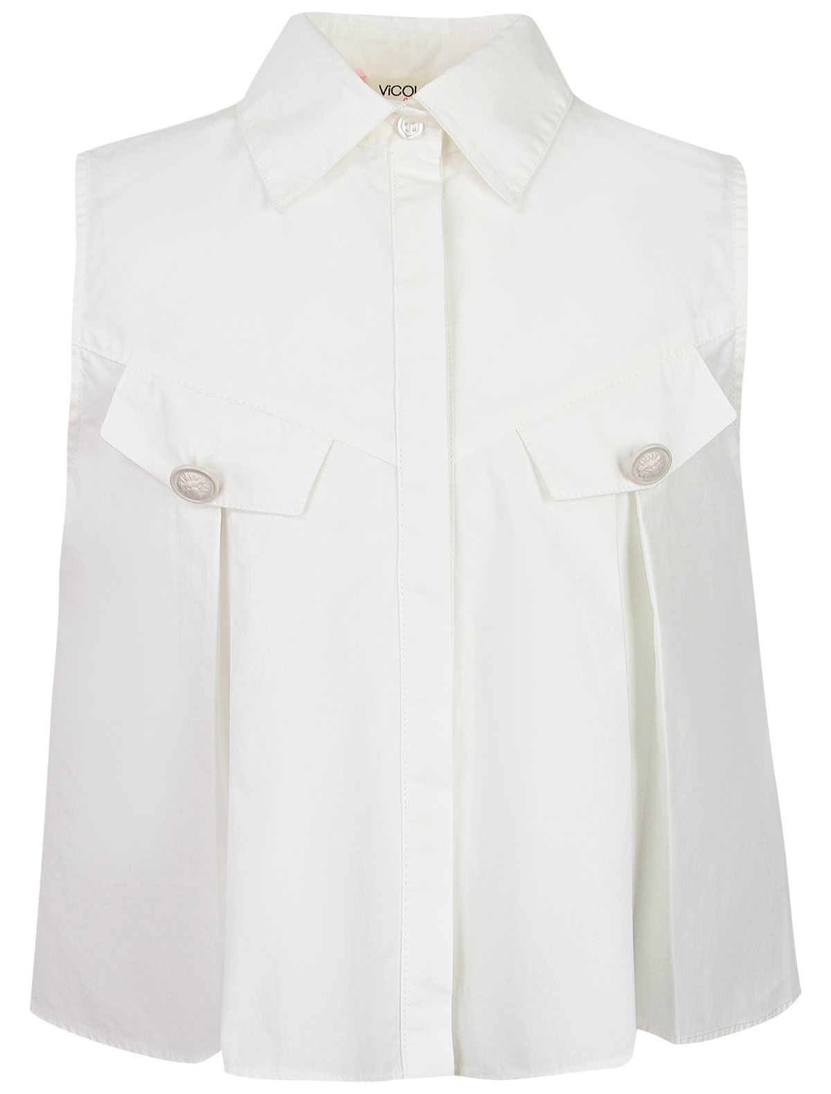 Кремовая блуза без рукавов