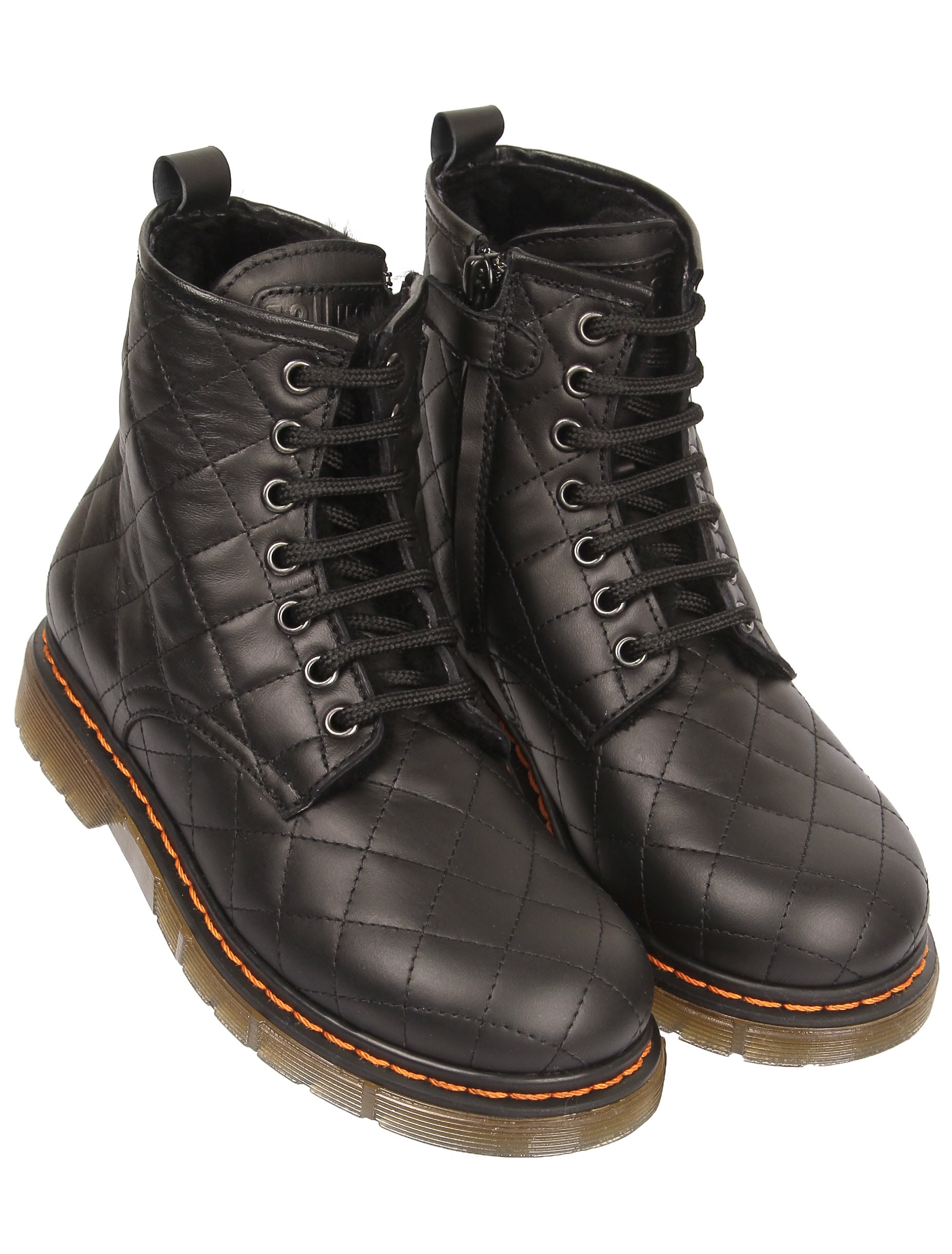 Стеганые Ботинки из натуральной кожи