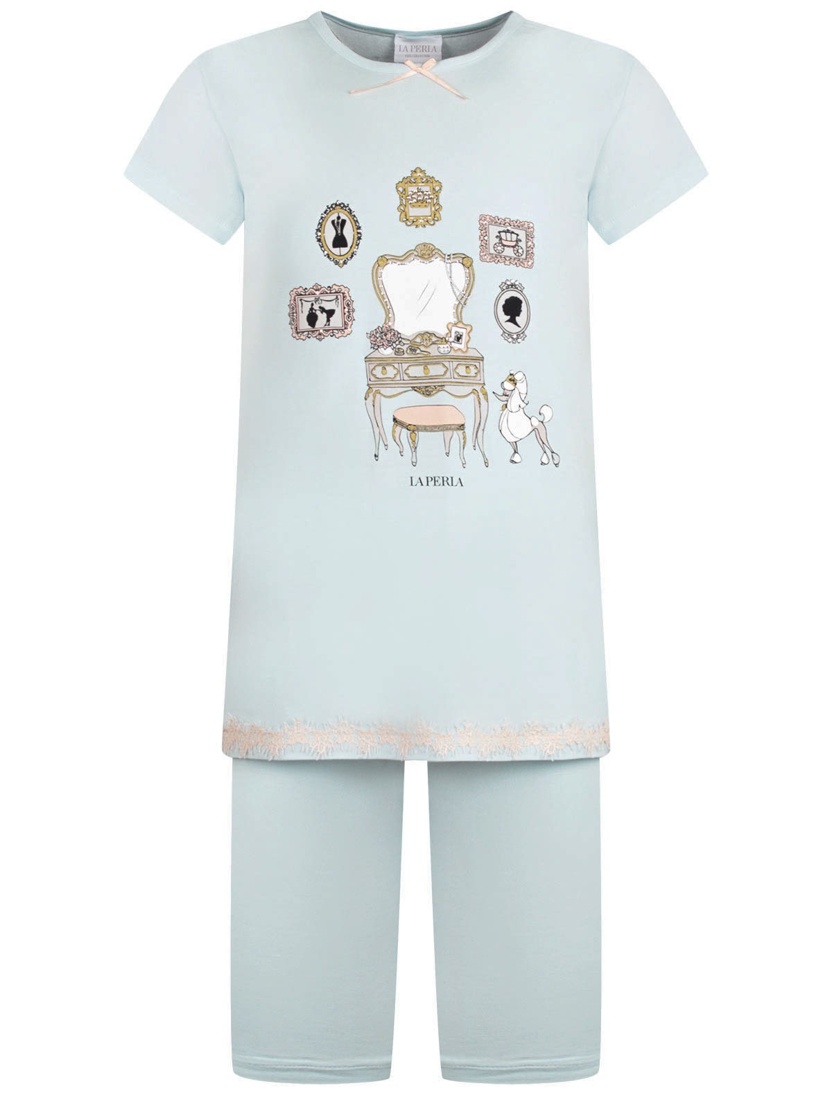 Голубая Пижама с принтом