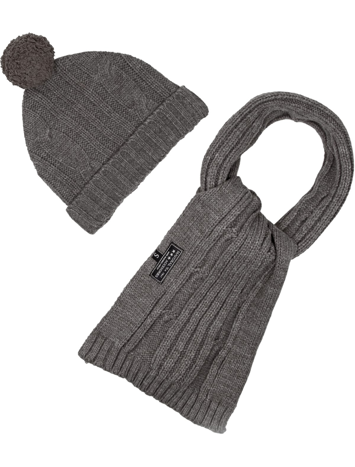 Серый комплект из шапки и шарфа
