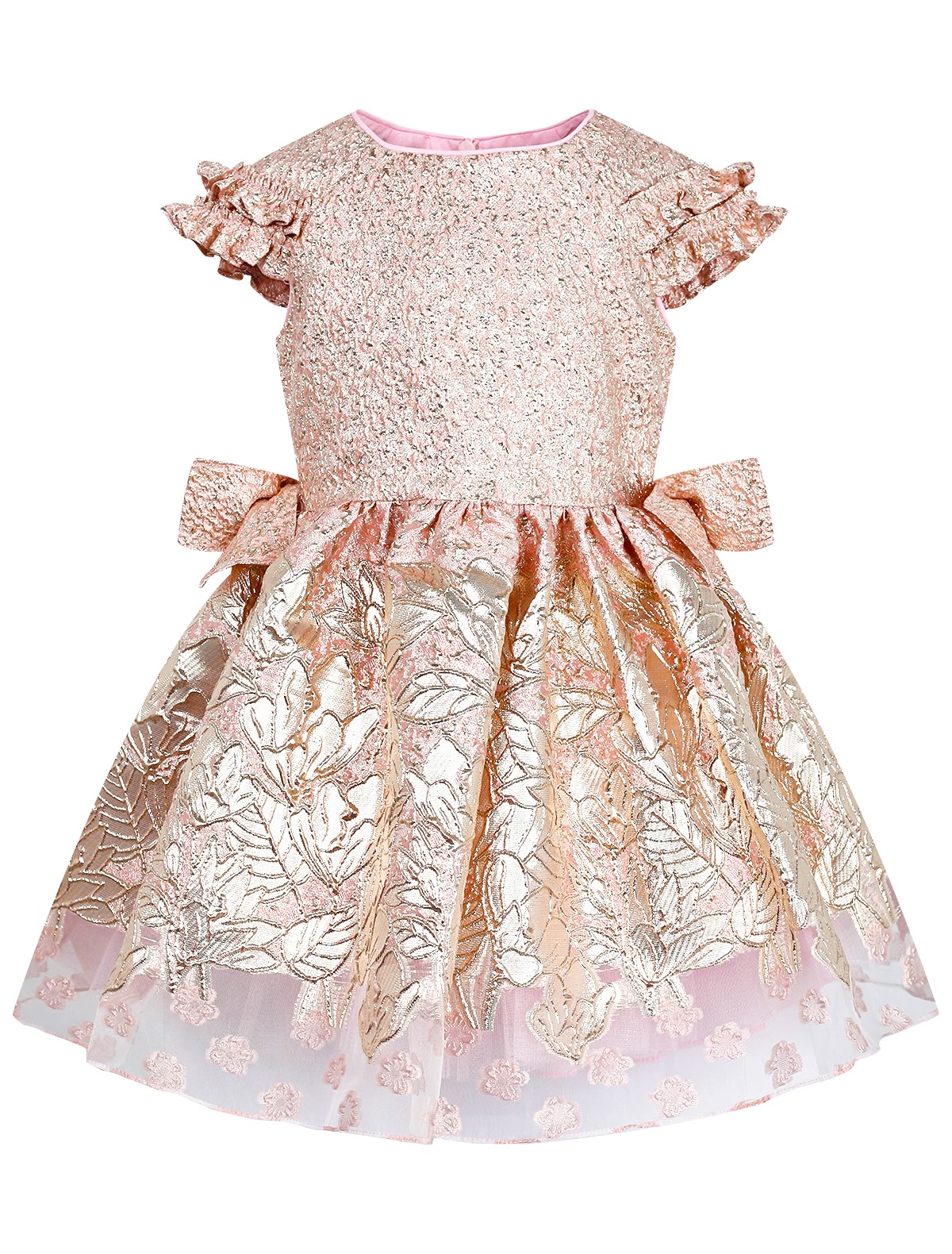 золотисто-розовое платье с вышивкой