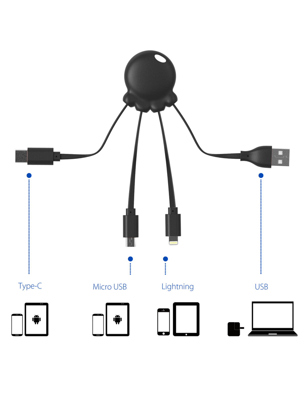 Кабель USB для зарядки Xoopar 2107089, цвет черный 5361128980014 - фото 3
