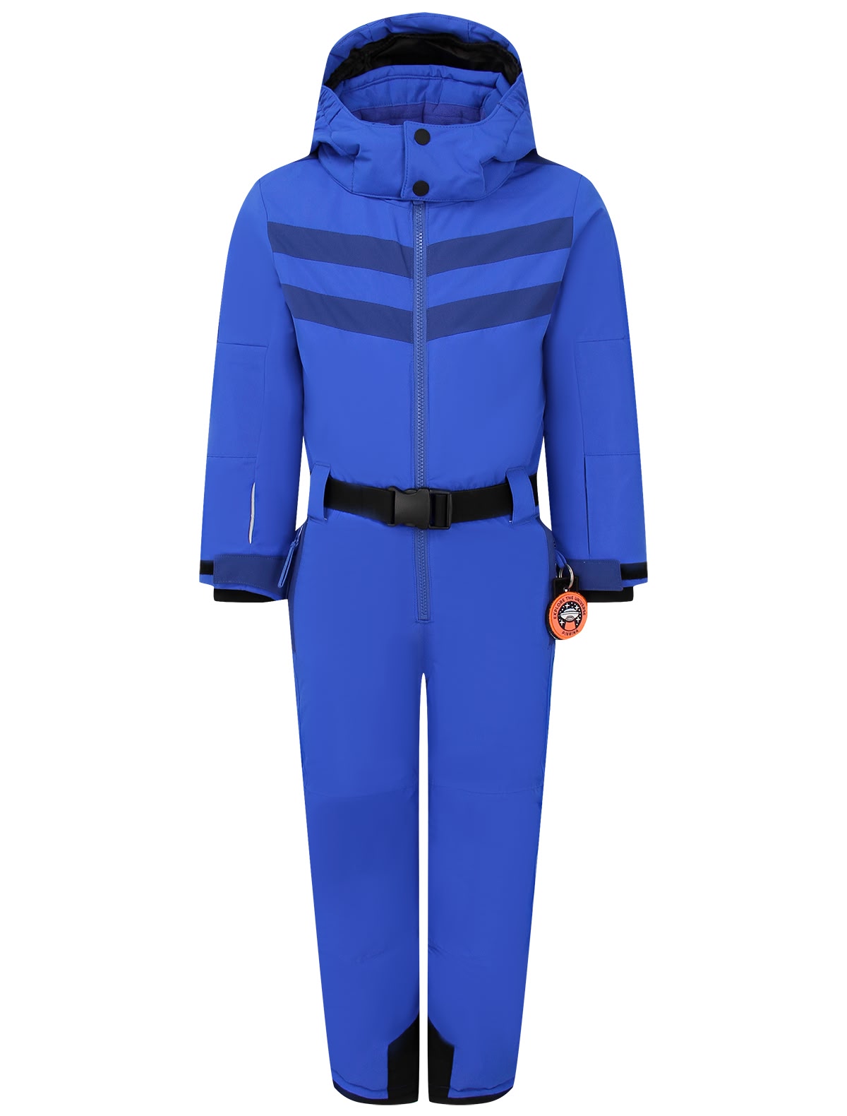 Синий утепленный комбинезон с ремнем