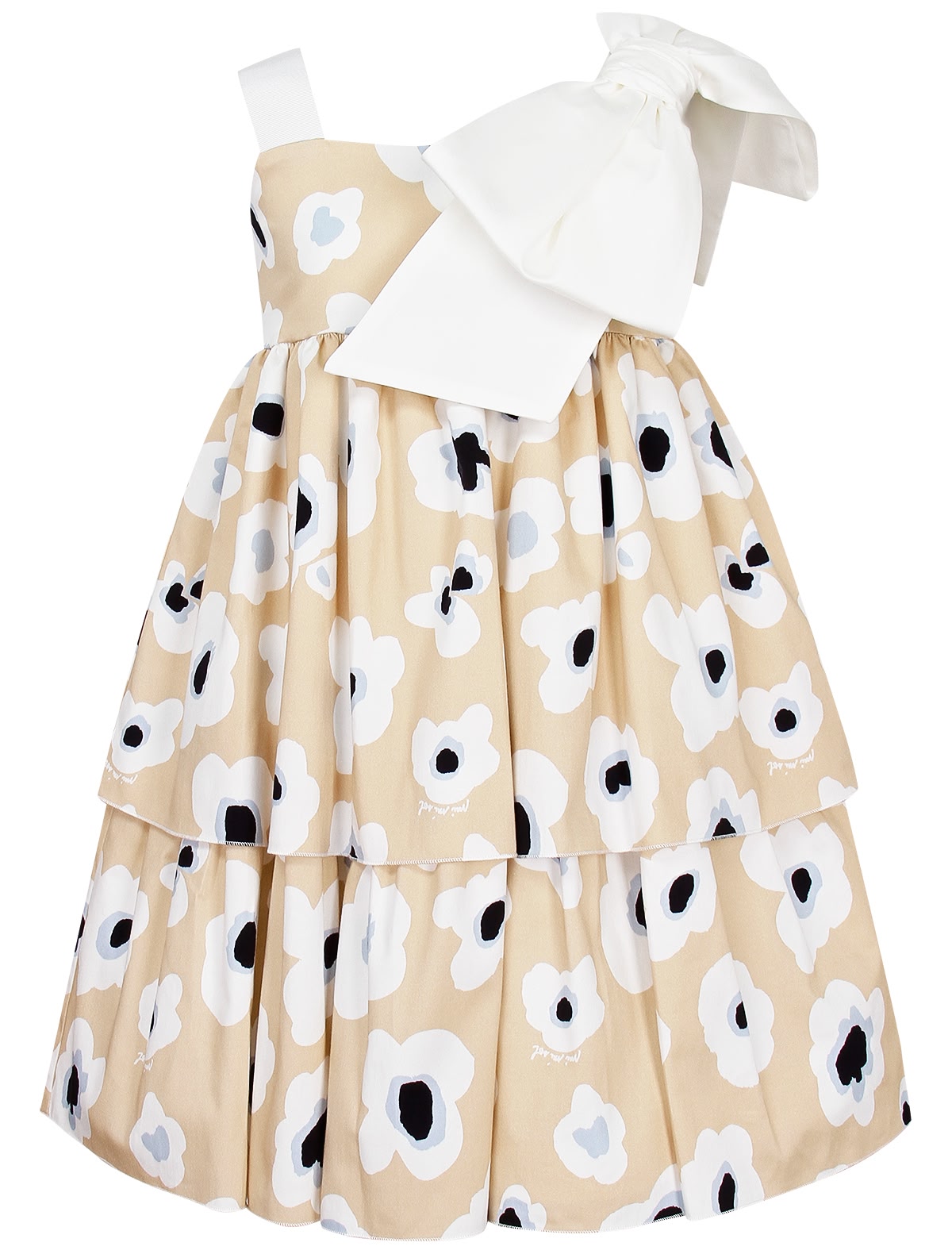 Бежевое платье с белыми цветами