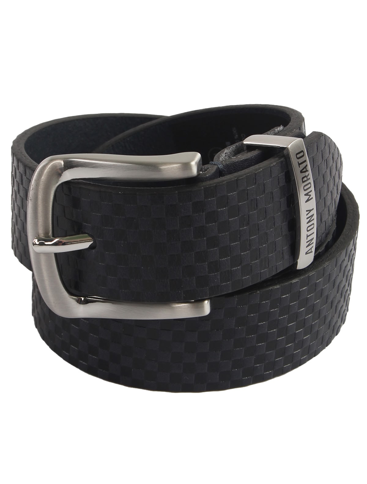 Синий ремень из натуральной кожи