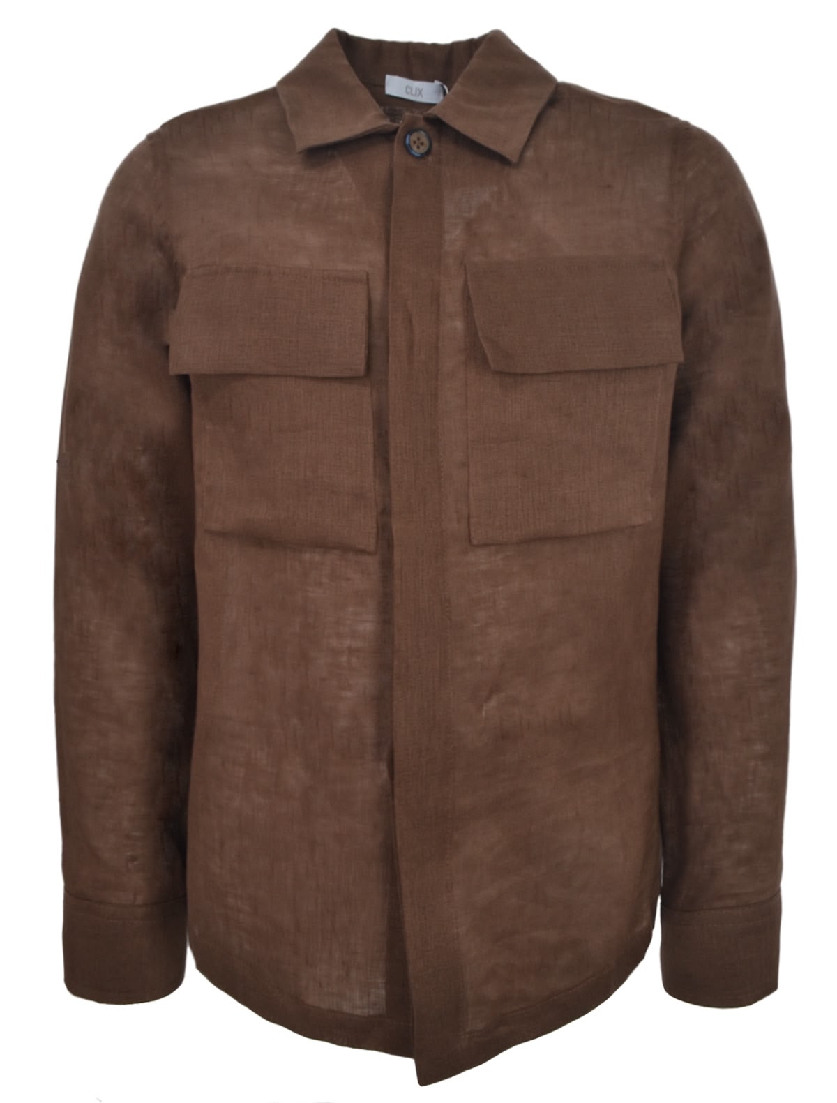 Льняная рубашка шоколадного оттенка