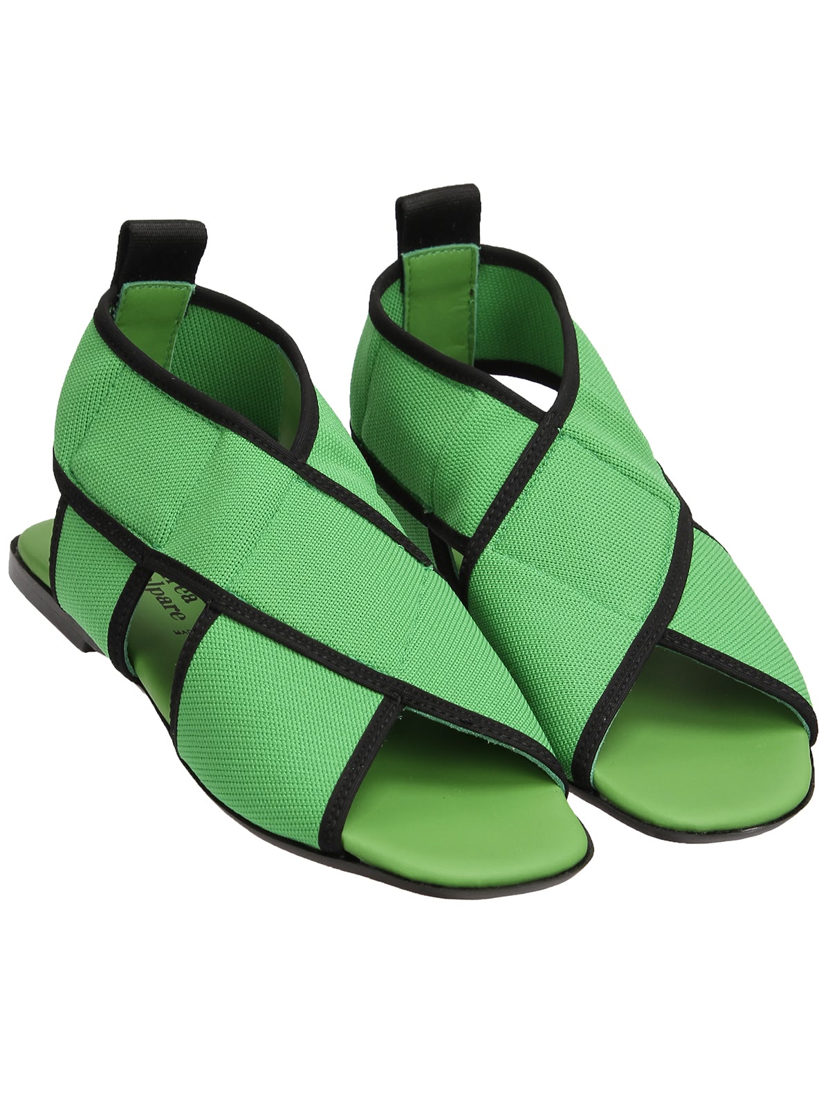 Зеленые текстильные босоножки