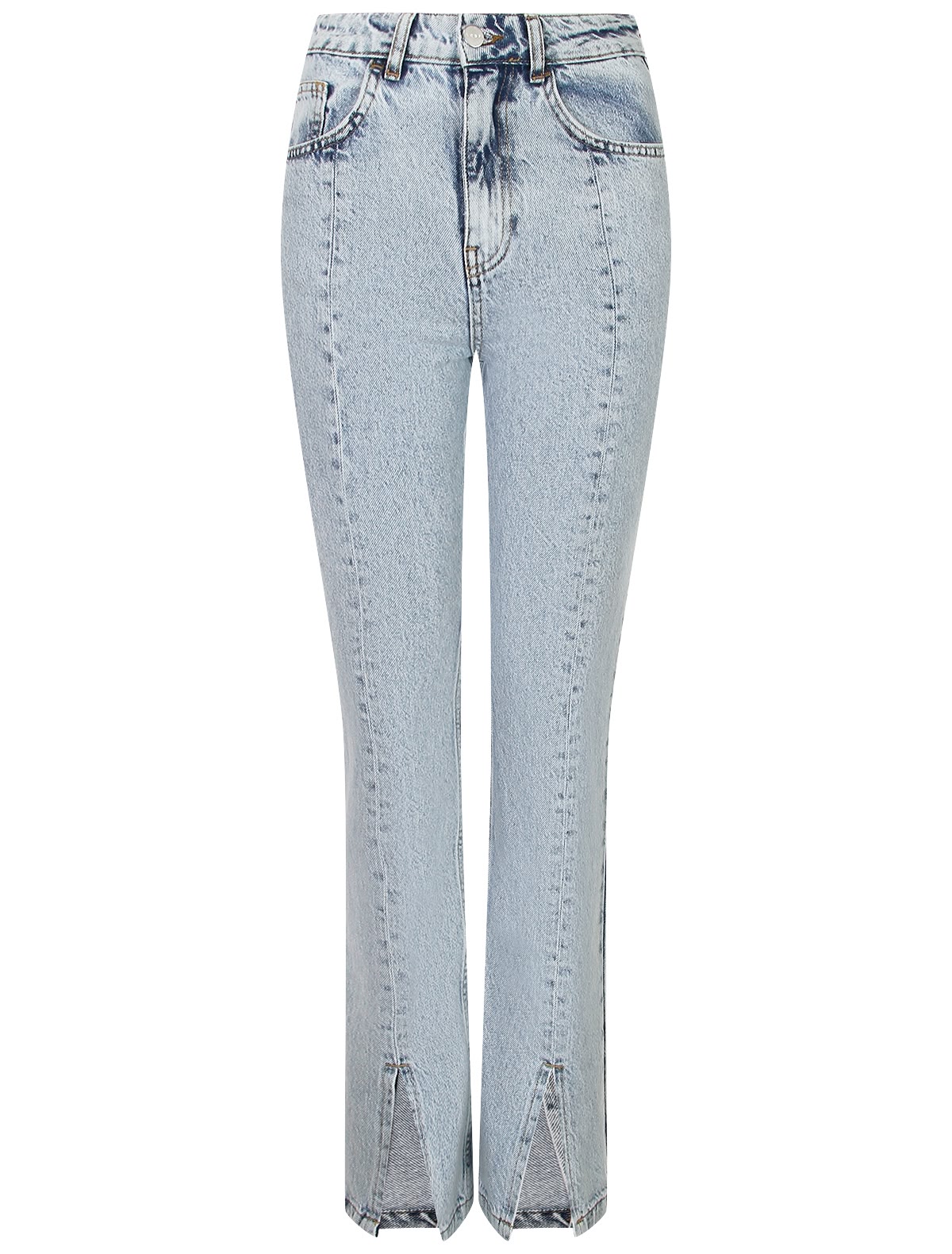 Голубые джинсы с разрезами