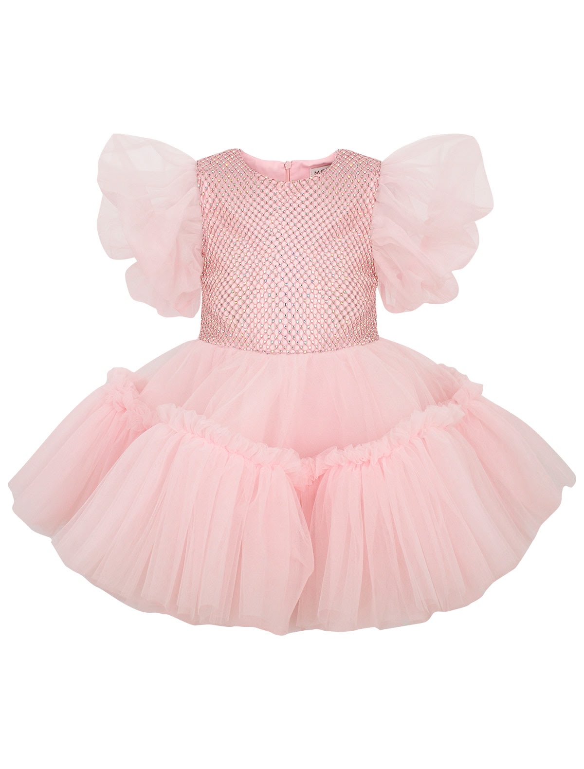 Пудровое платье с рукавами-крылышками