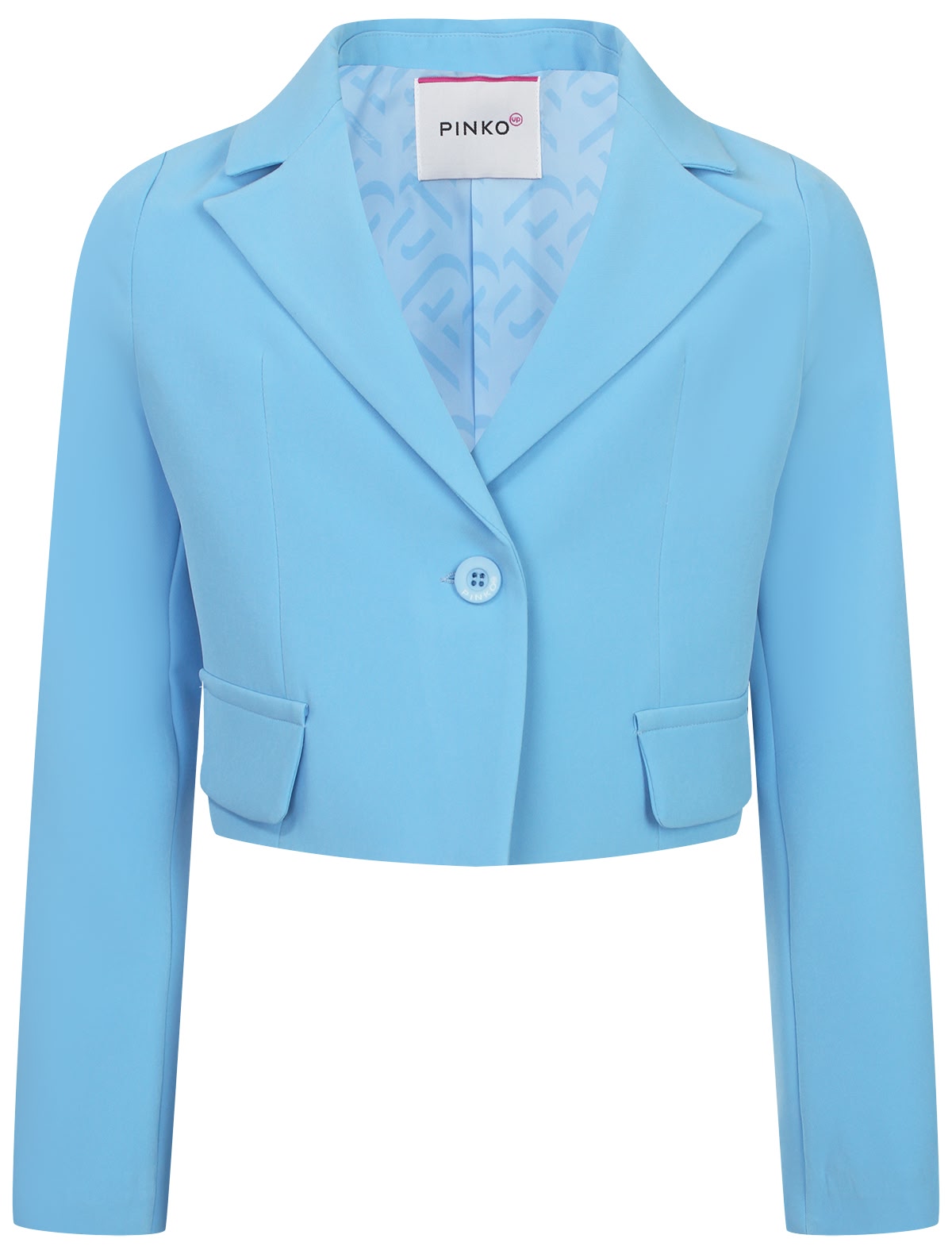 Голубой укороченный жакет