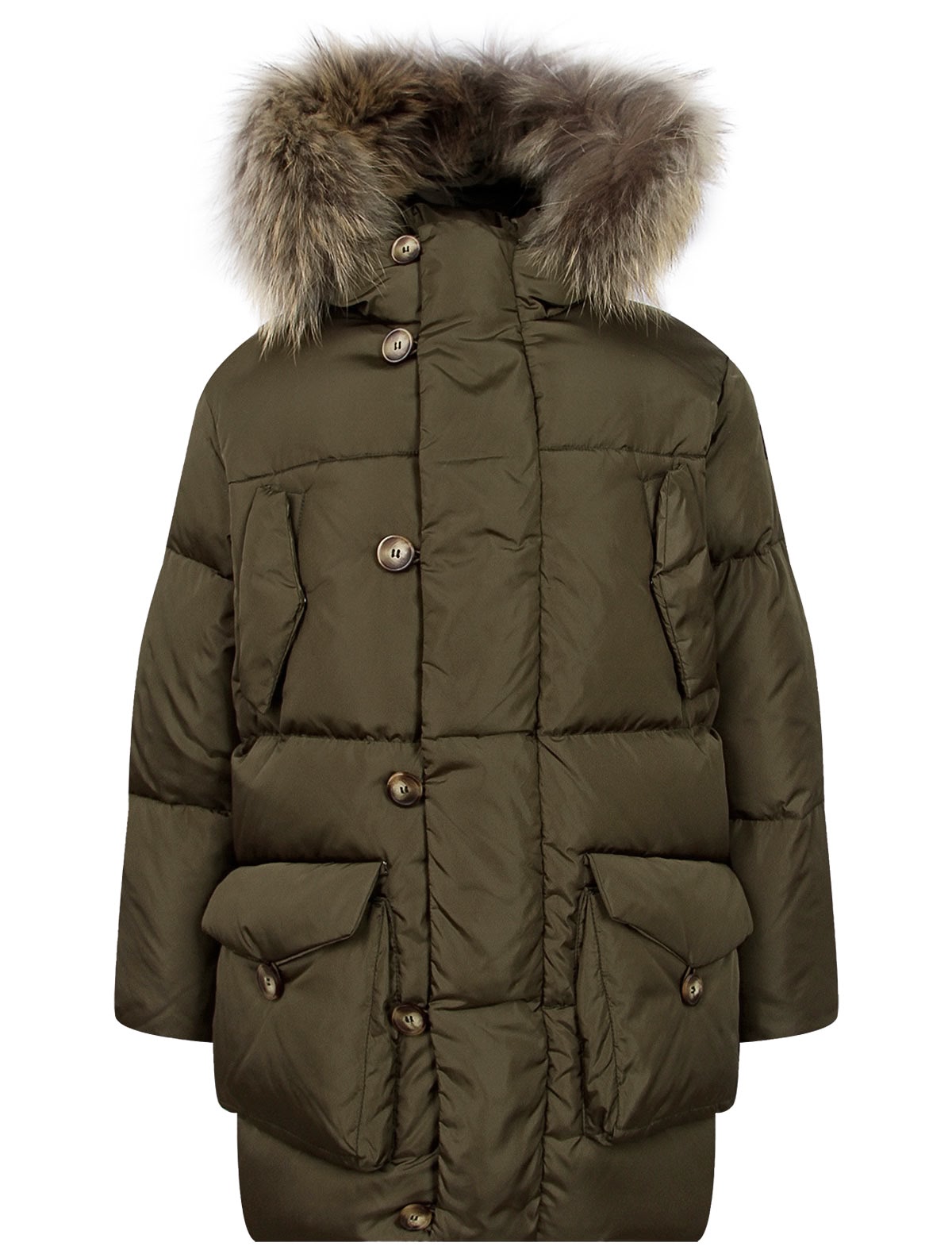 Пуховик с мехом енота