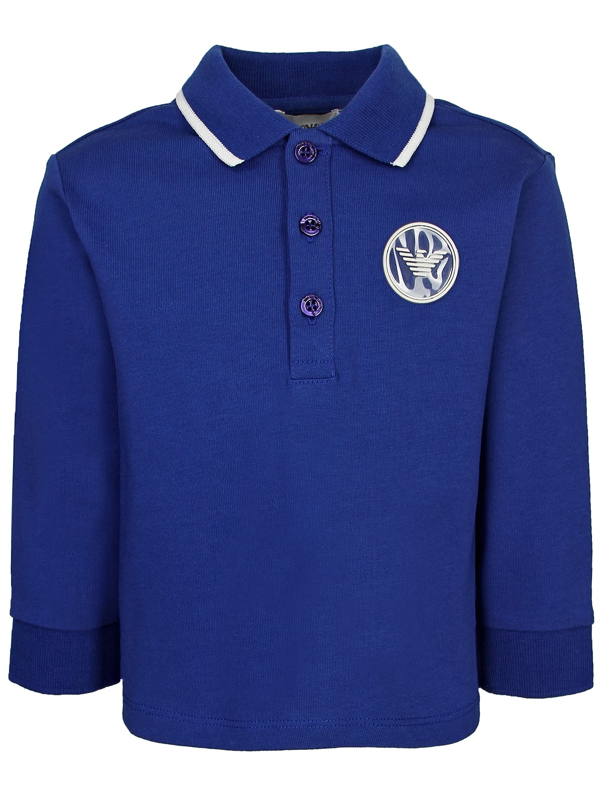 Синее поло с длинным рукавом