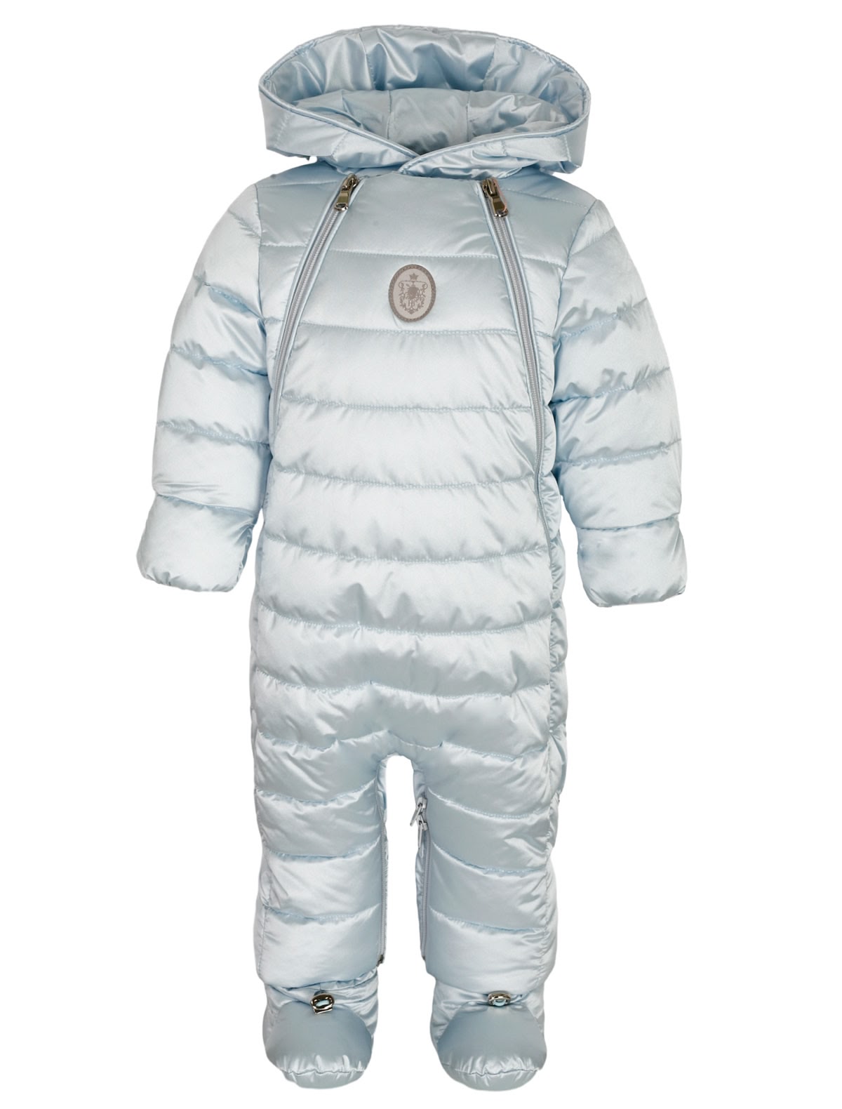 Голубой утепленный комбинезон с пинетками