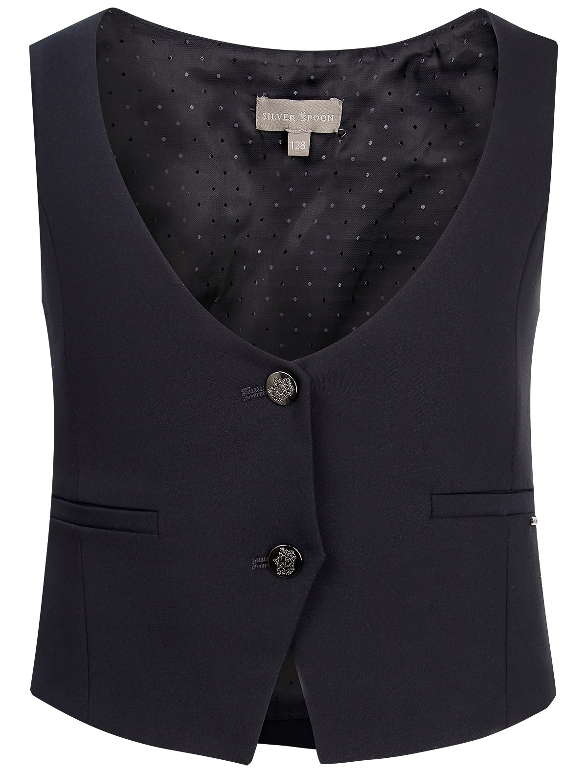 Синий приталенный жилет