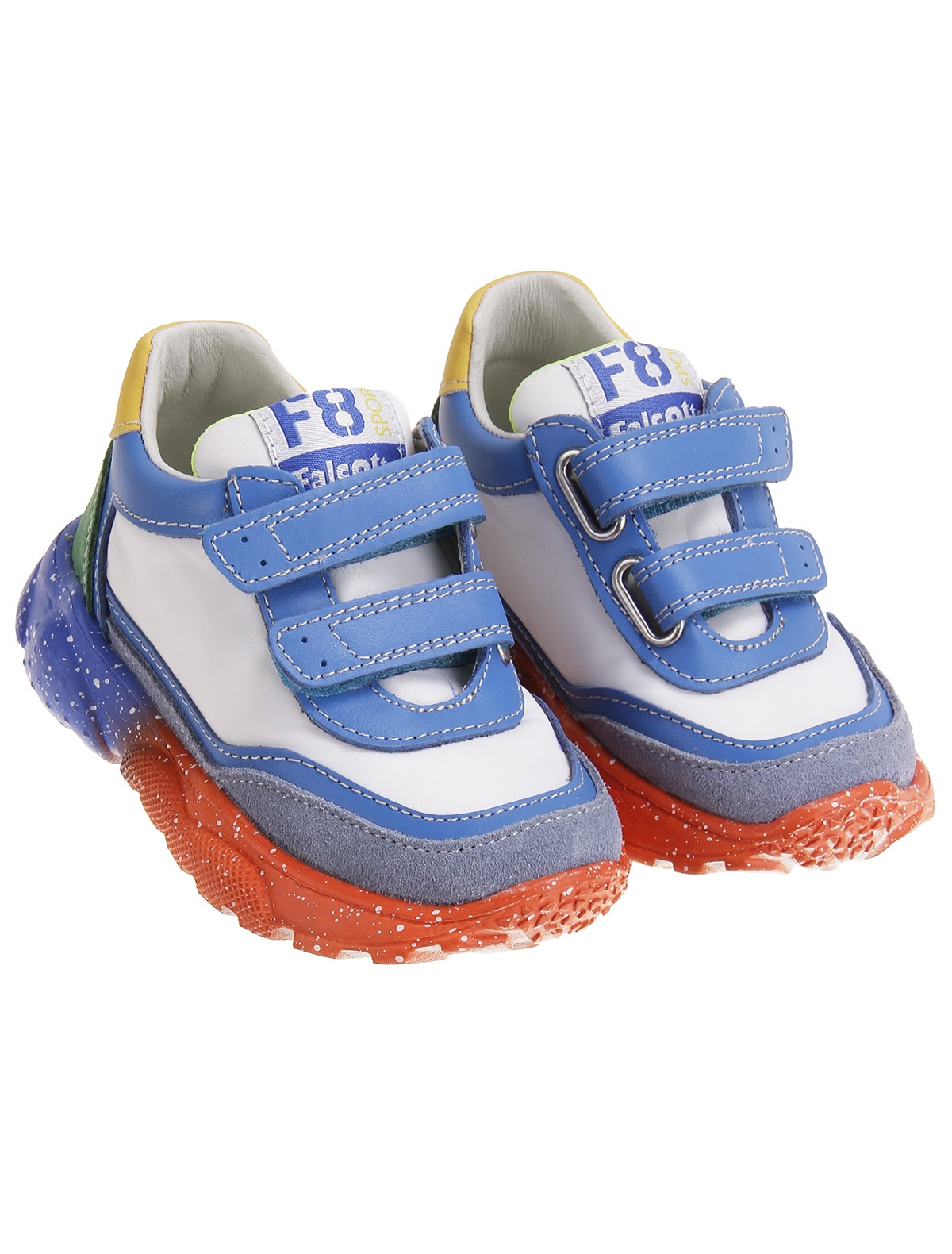 Кожаные кроссовки с яркой подошвой