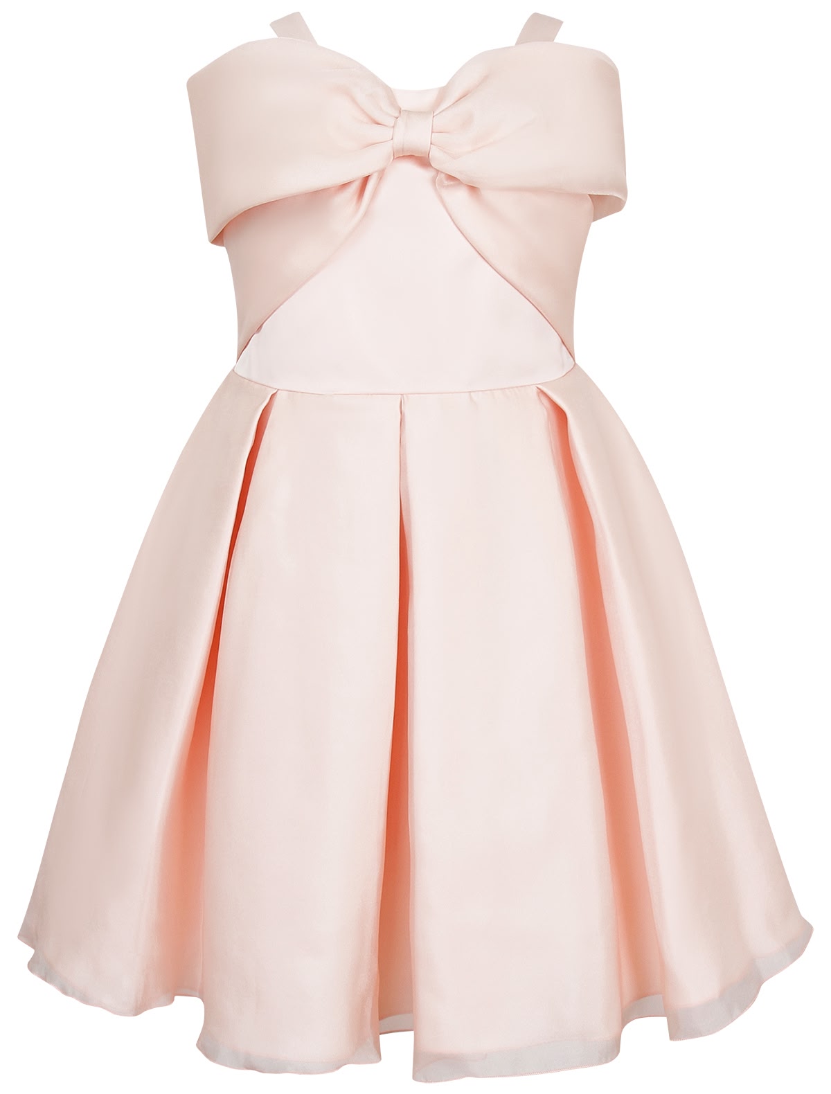 Пудровое платье с бантом
