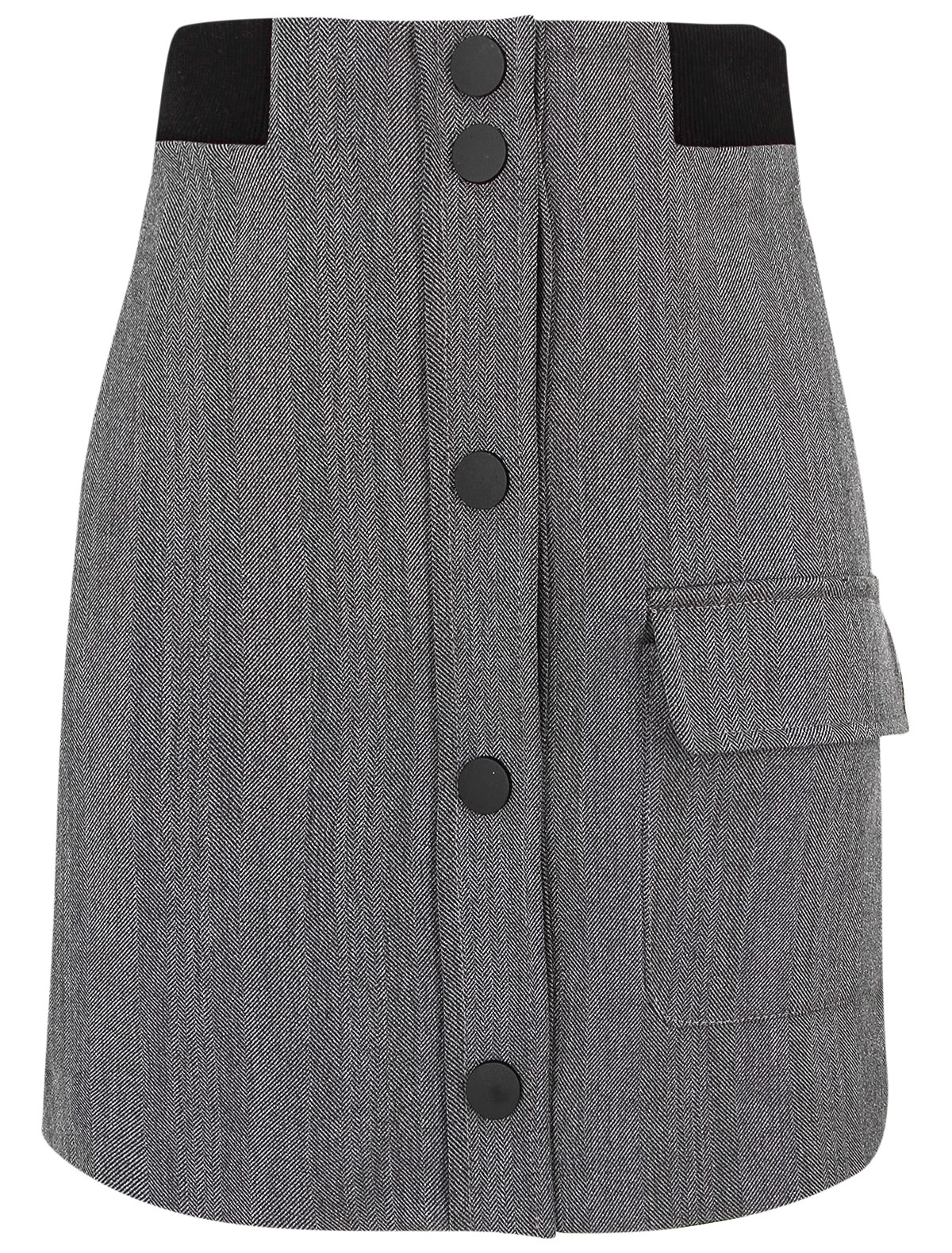 Серая юбка с накладным карманом