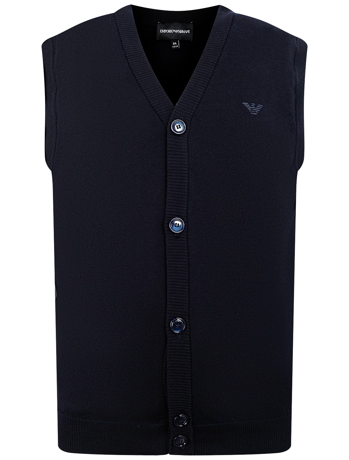 Синий жилет из хлопка и шерсти