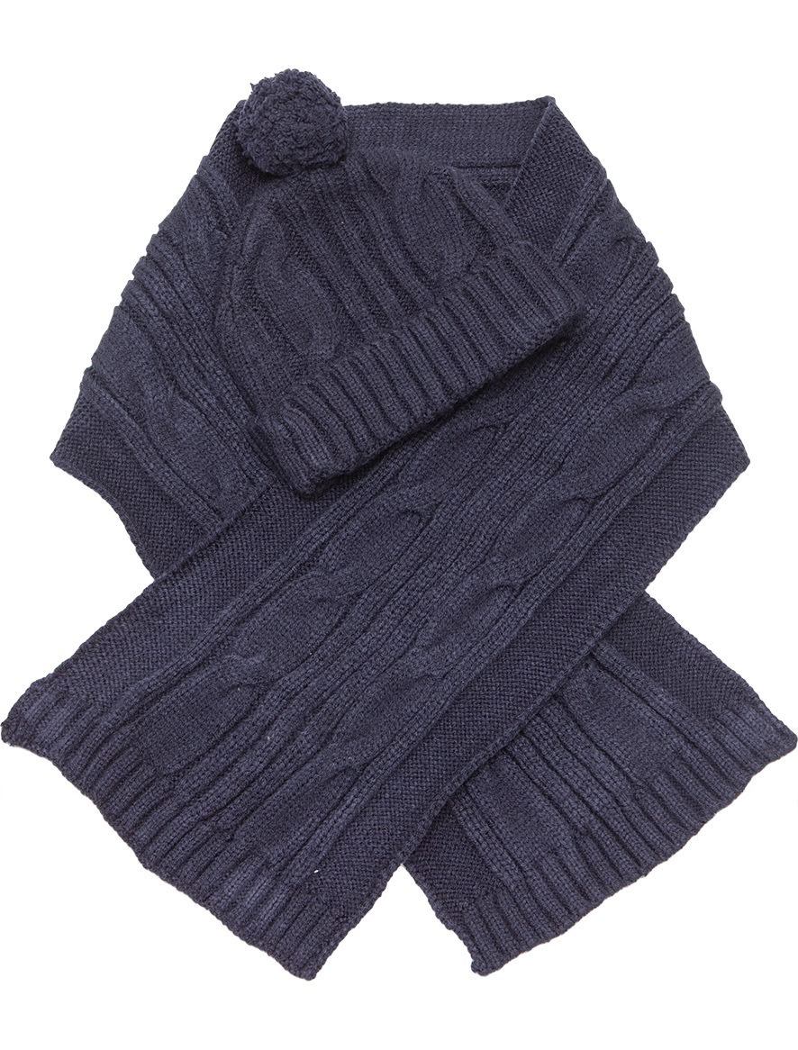 Комплект из шарфа и шапки с помпоном