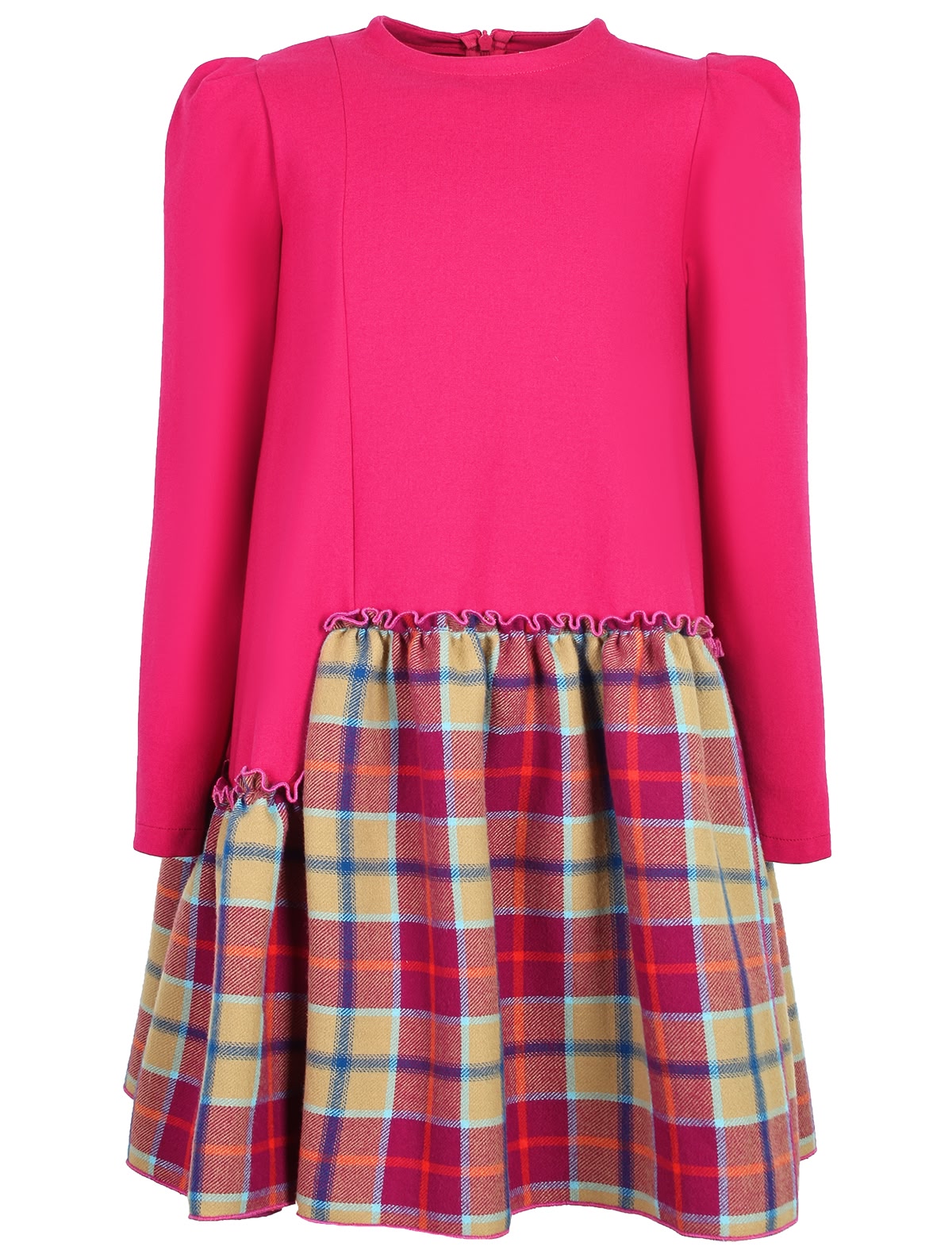 Комбинированное платье цвета фуксии