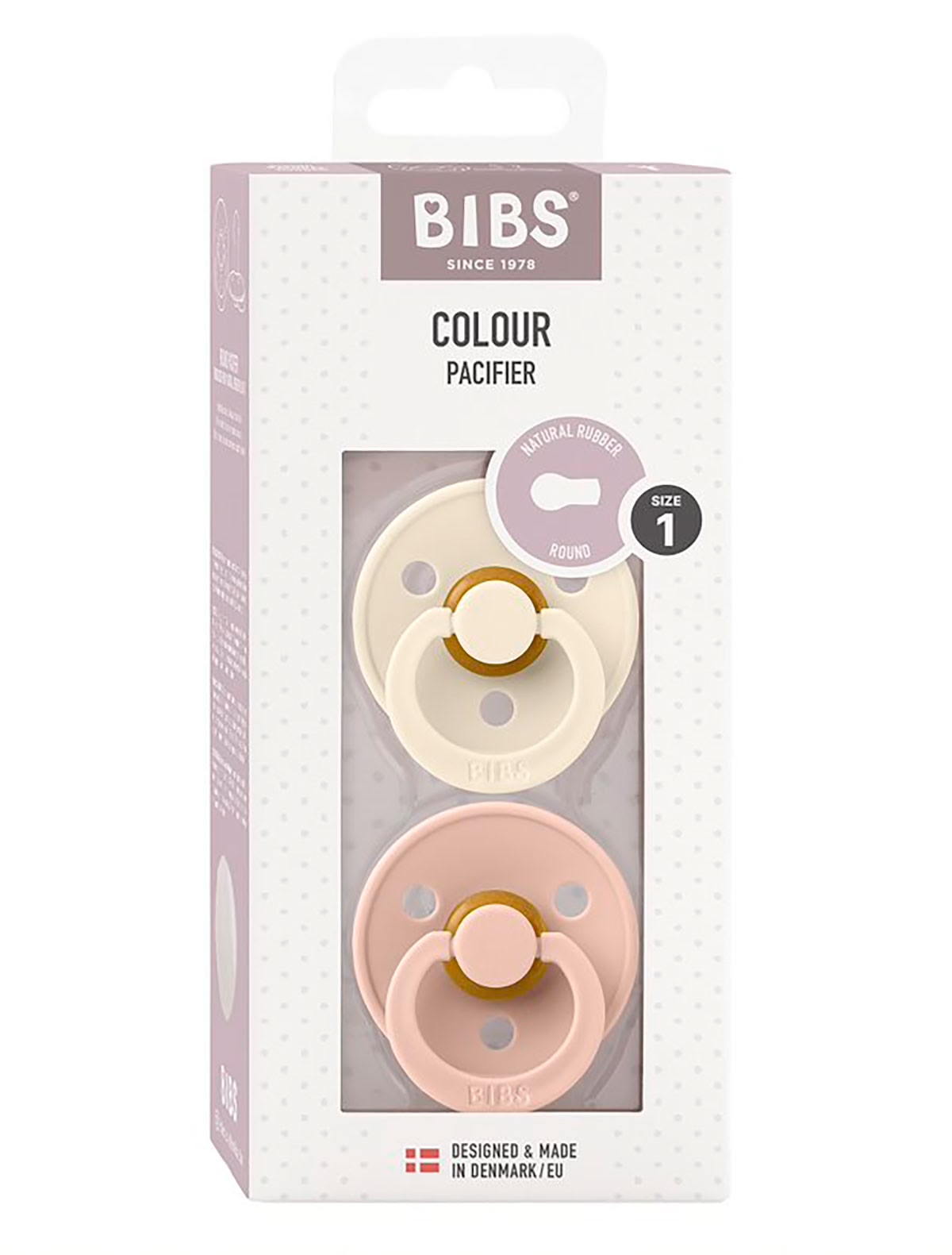 Набор пустышек COLOUR кремовая/розовая, 2 шт