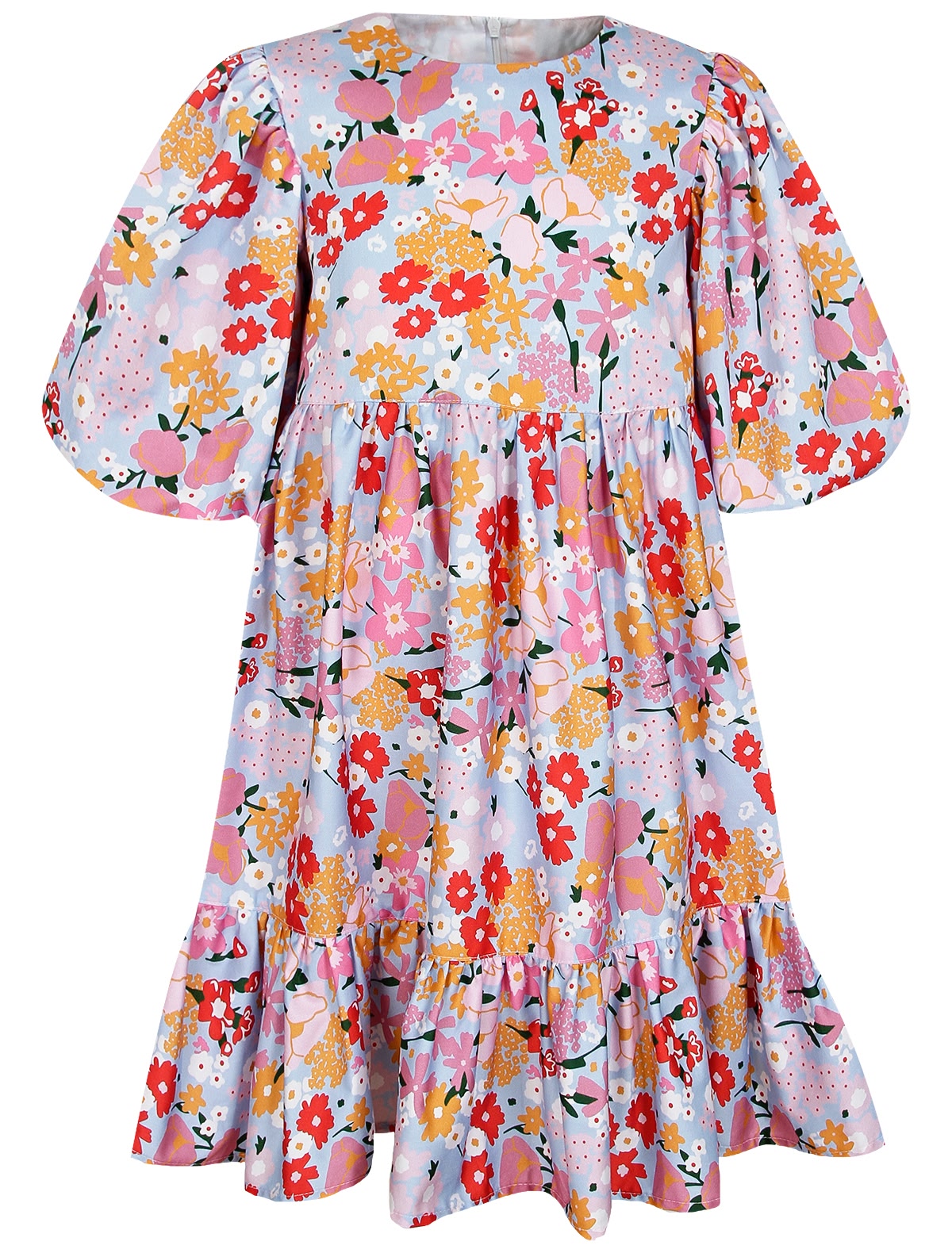 Хлопковое платье с рукавами-фонариками